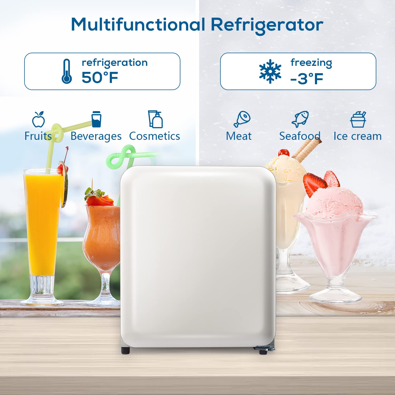 Refrigerador Mini COWSAR de 1.7 pies cúbicos con congelador (Blanco) F6848-BLANCO