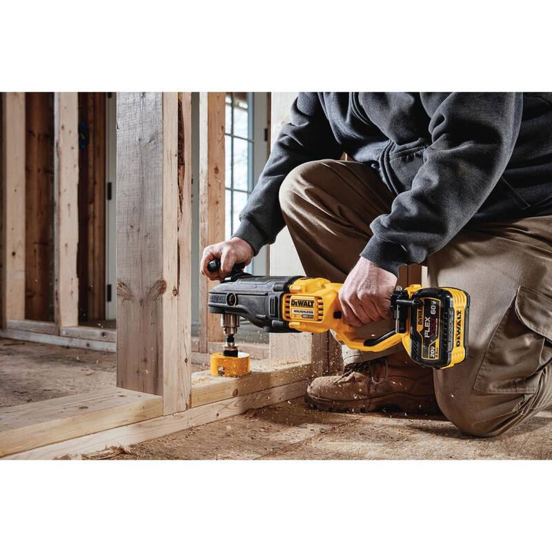 DEWALT FLEXVOLT 60V MAX Taladro inalámbrico en línea de 1/2 pulgadas para montantes y viguetas con E-Clutch y (1) batería FLEXVOLT 9.0Ah - DCD470X1.