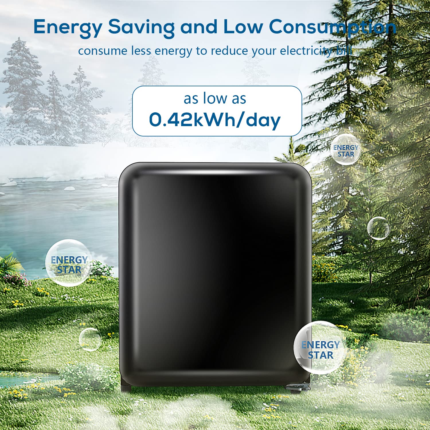 Refrigerador pequeño de 1.7 pies cúbicos con congelador (negro) F6848-NEGRO