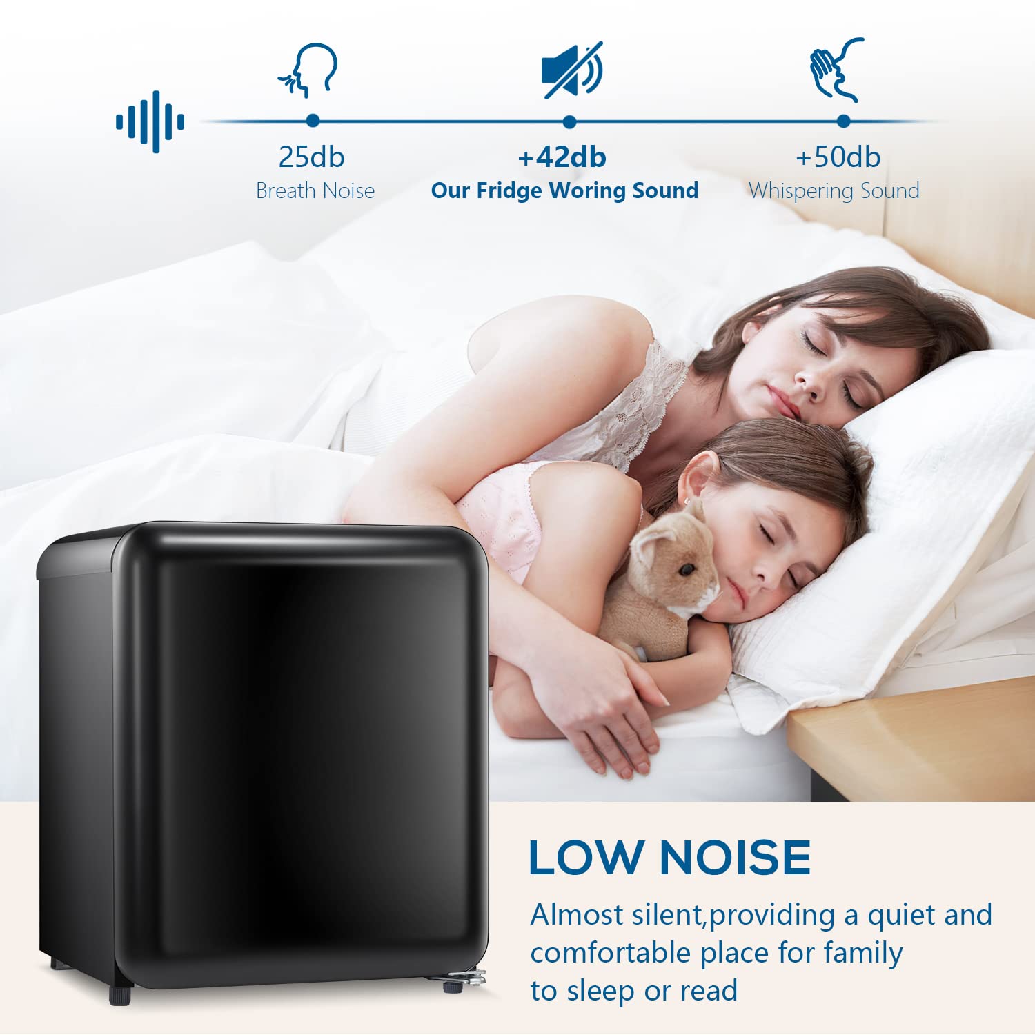 Refrigerador pequeño de 1.7 pies cúbicos con congelador (negro) F6848-NEGRO