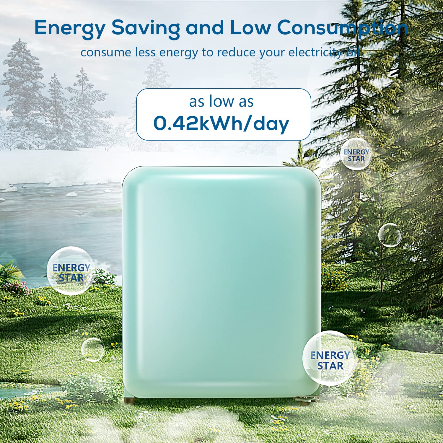 Refrigerador pequeño de 1.7 pies cúbicos con congelador (verde) F6848-VERDE