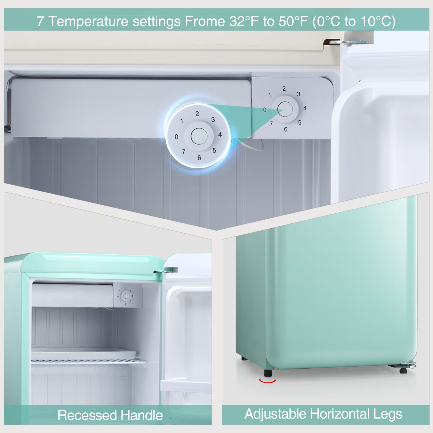 Refrigerador pequeño de 1.7 pies cúbicos con congelador (verde) F6848-VERDE