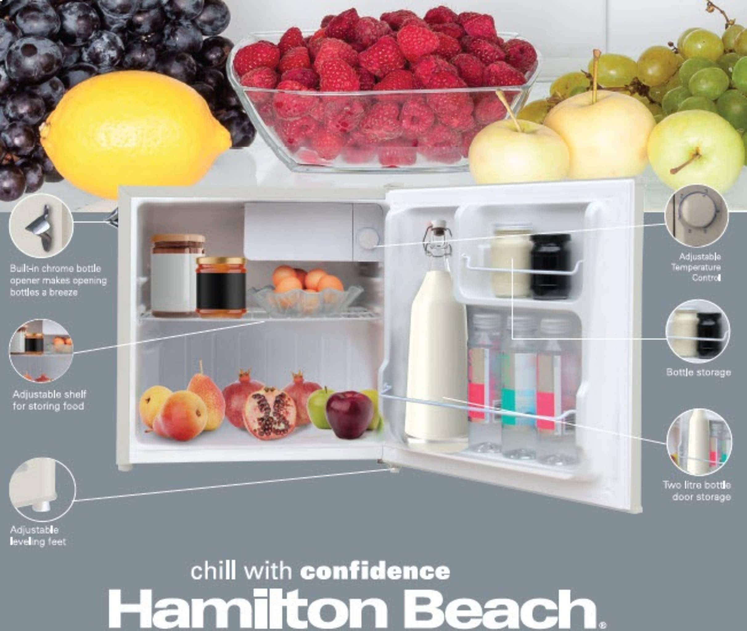 Refrigerador pequeño con congelador de 1.6 pies cúbicos de Hamilton Beach (Crema)