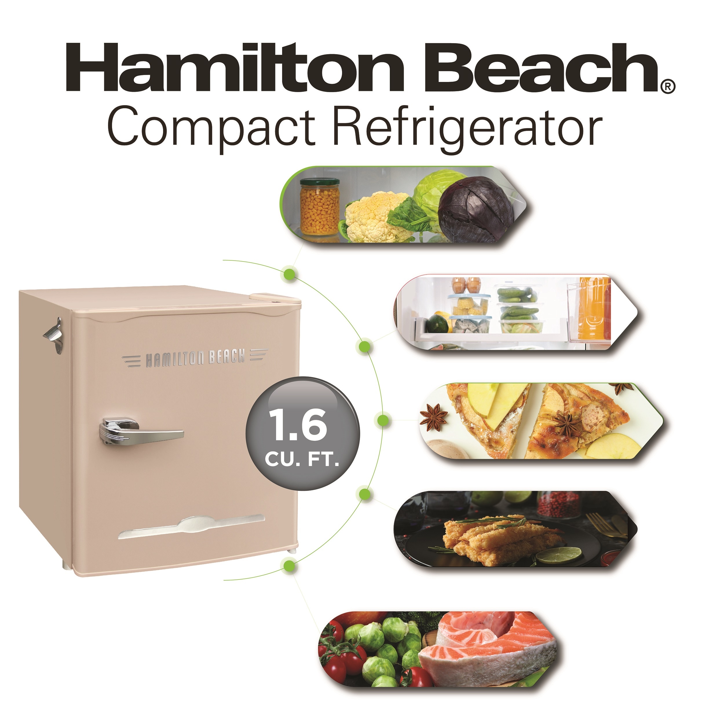 Refrigerador Mini de 1.6 pies cúbicos con Congelador (Coral) Hamilton Beach HBF1600-CORAL