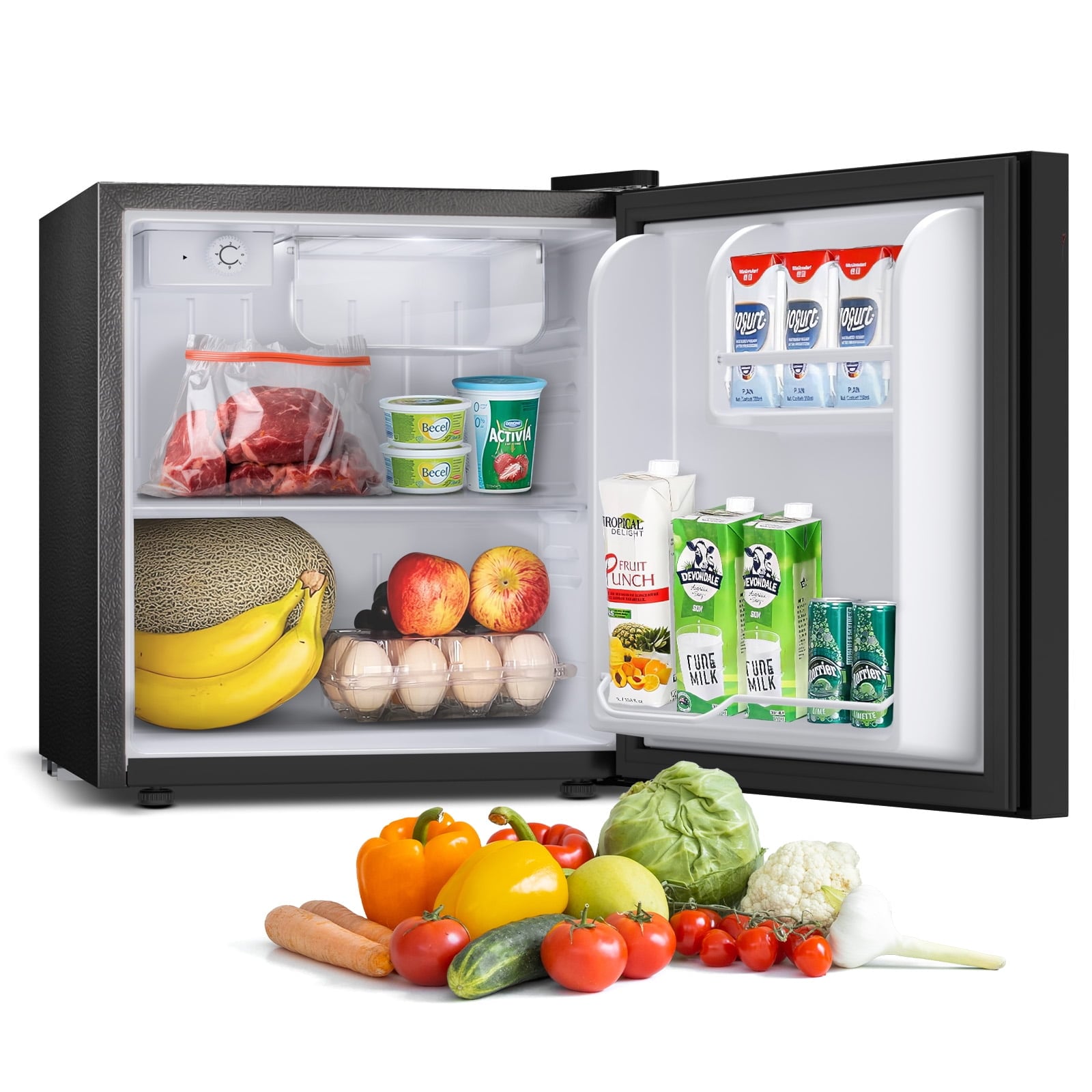 Refrigerador Mini de 1.6 pies cúbicos con congelador (Negro) listo para el garaje