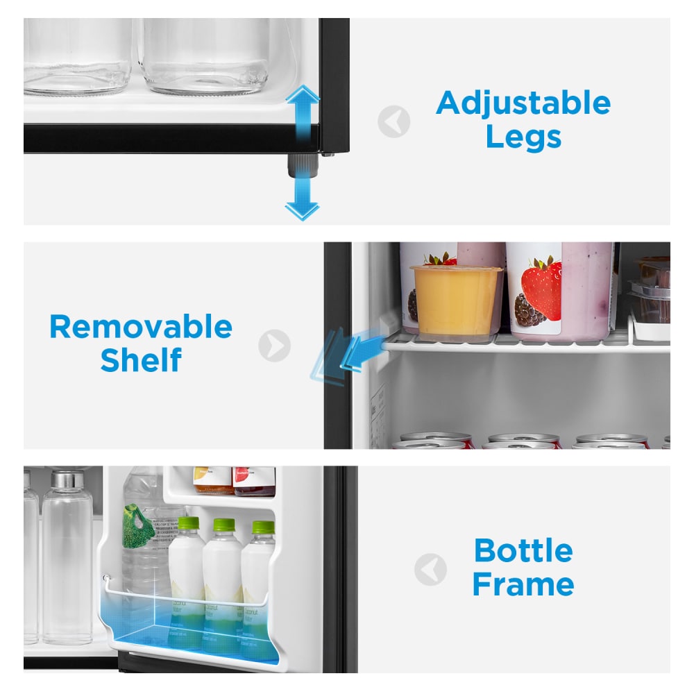 Refrigerador Mini Midea de 1.6 pies cúbicos con congelador (Negro) ENERGY STAR WHS-65LB1