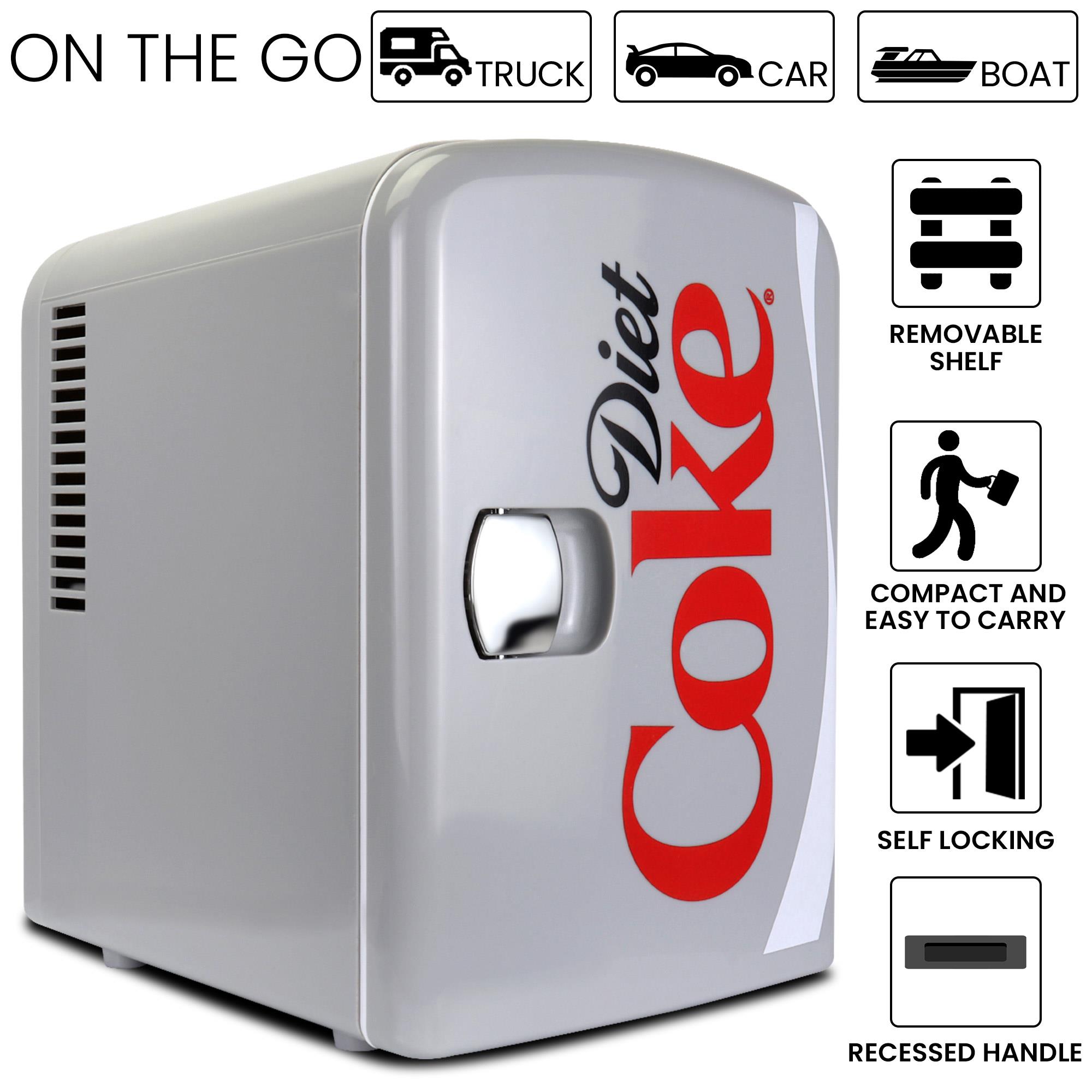 Coca-Cola Diet Coke 6 Lata Enfriador/Calentador Portátil de 4 Litros 0.14 Pies Cúbicos ( Gris, Rojo ) DC04