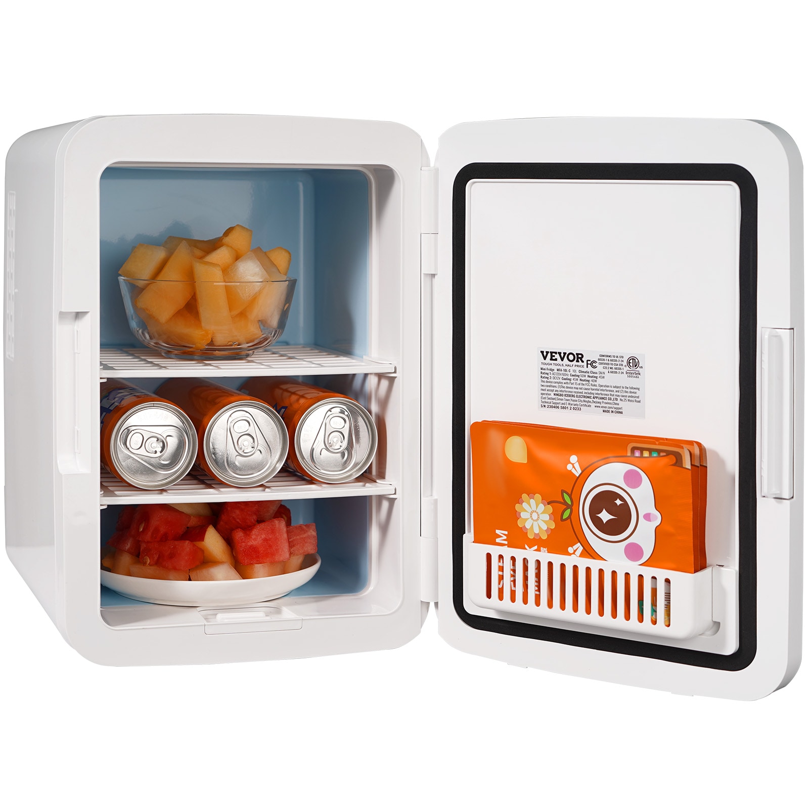 Refrigerador Pequeño de 10 litros y 12V con Congelador para Garaje (Recubrimiento de Aluminio Blanco)
