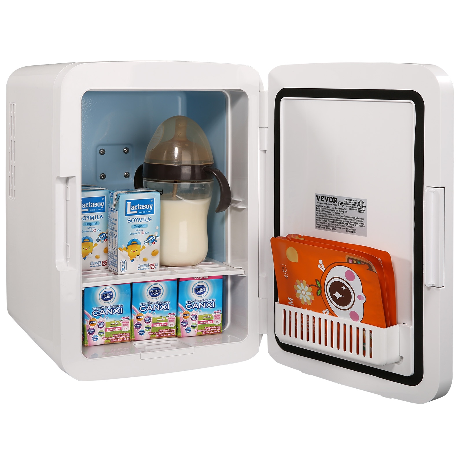Refrigerador Pequeño de 10 litros y 12V con Congelador para Garaje (Recubrimiento de Aluminio Blanco)