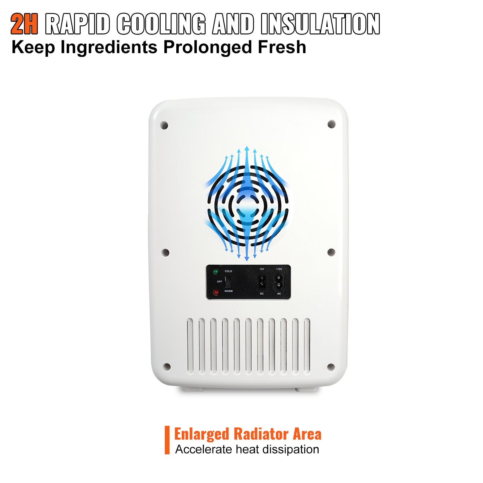 Refrigerador Pequeño de 10 litros y 12V con Congelador para Garaje (Recubrimiento de Aluminio Blanco)