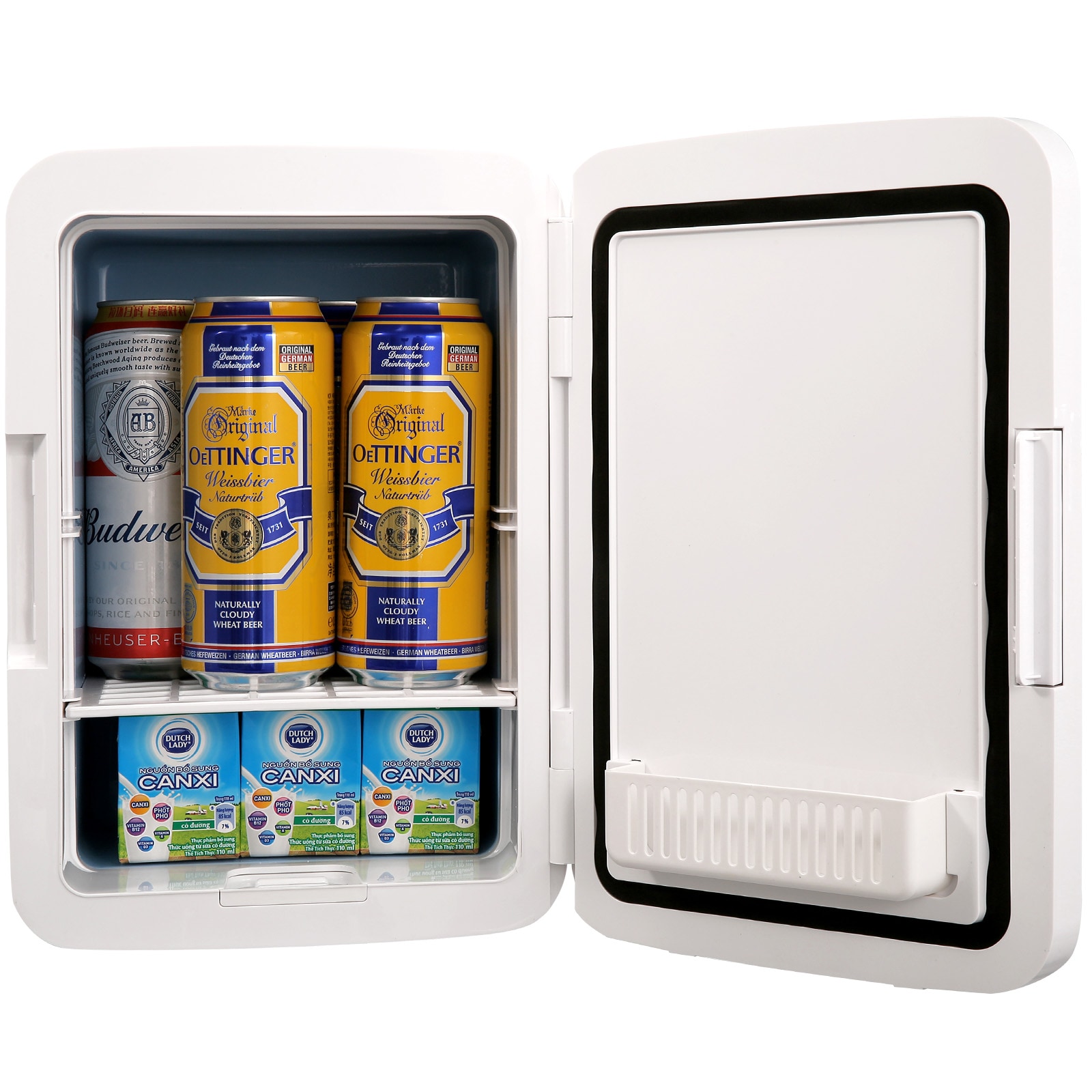 Refrigerador Mini de 10 litros y 12V con congelador (Forrado en aluminio negro) listo para el garaje