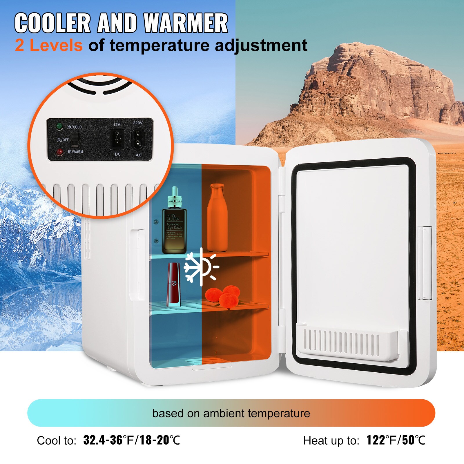 Refrigerador Mini de 10 litros y 12V con congelador (Forrado en aluminio negro) listo para el garaje