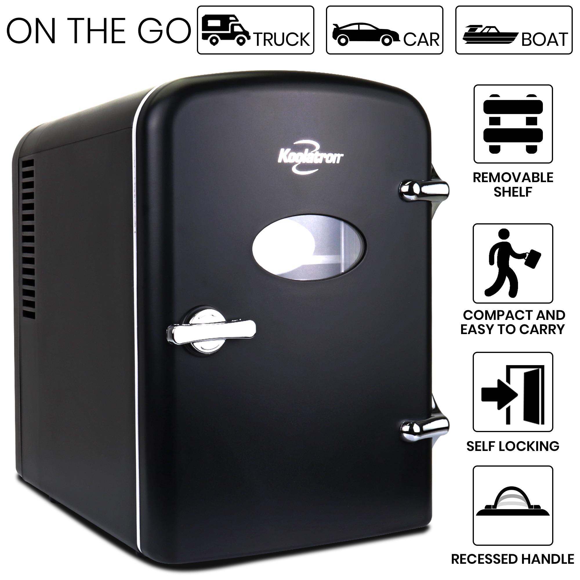 Enfriador personal portátil retro Koolatron de 4 litros para 6 latas (negro)