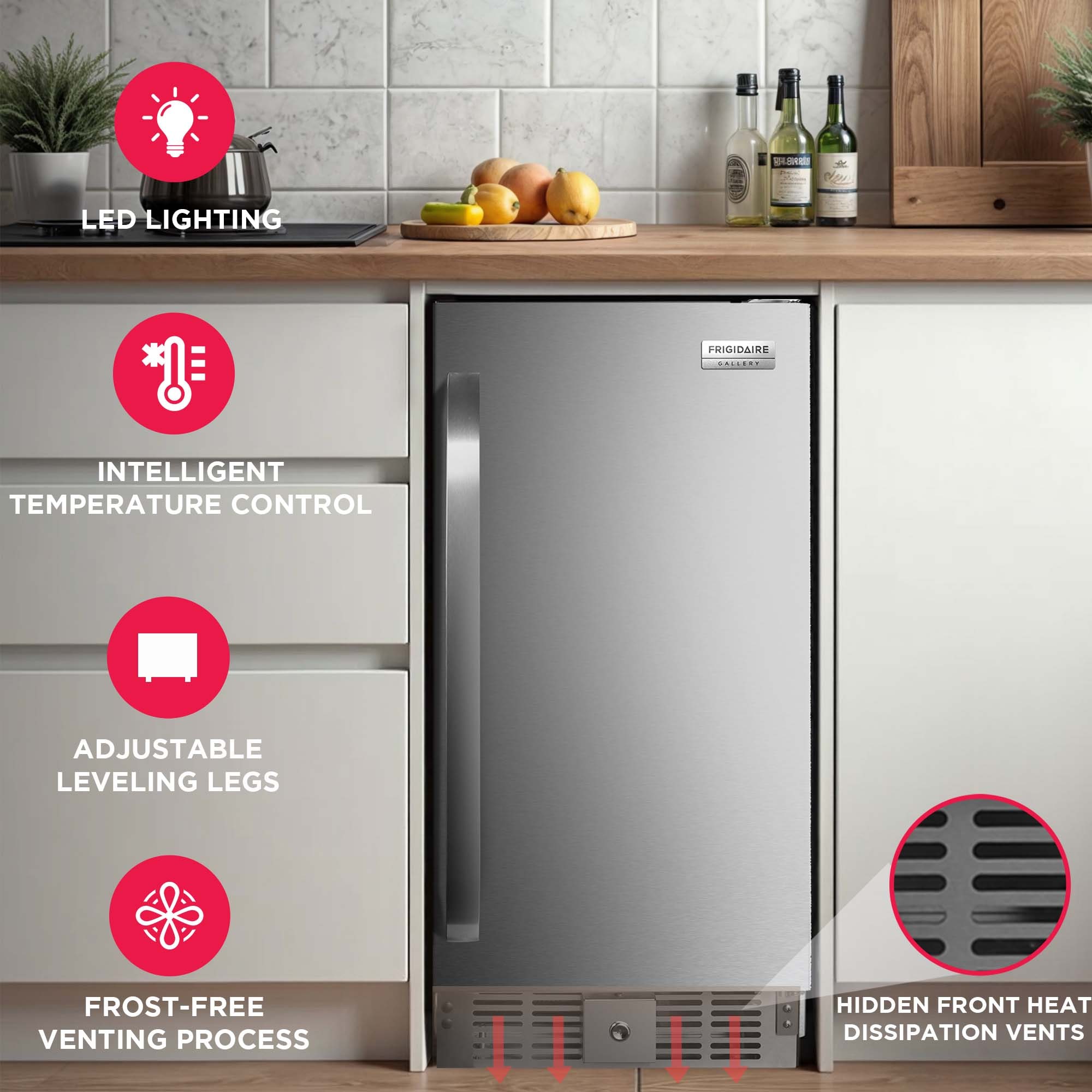 Frigidaire Minirefrigerador de 2.9 pies cúbicos con congelador (Acero inoxidable)