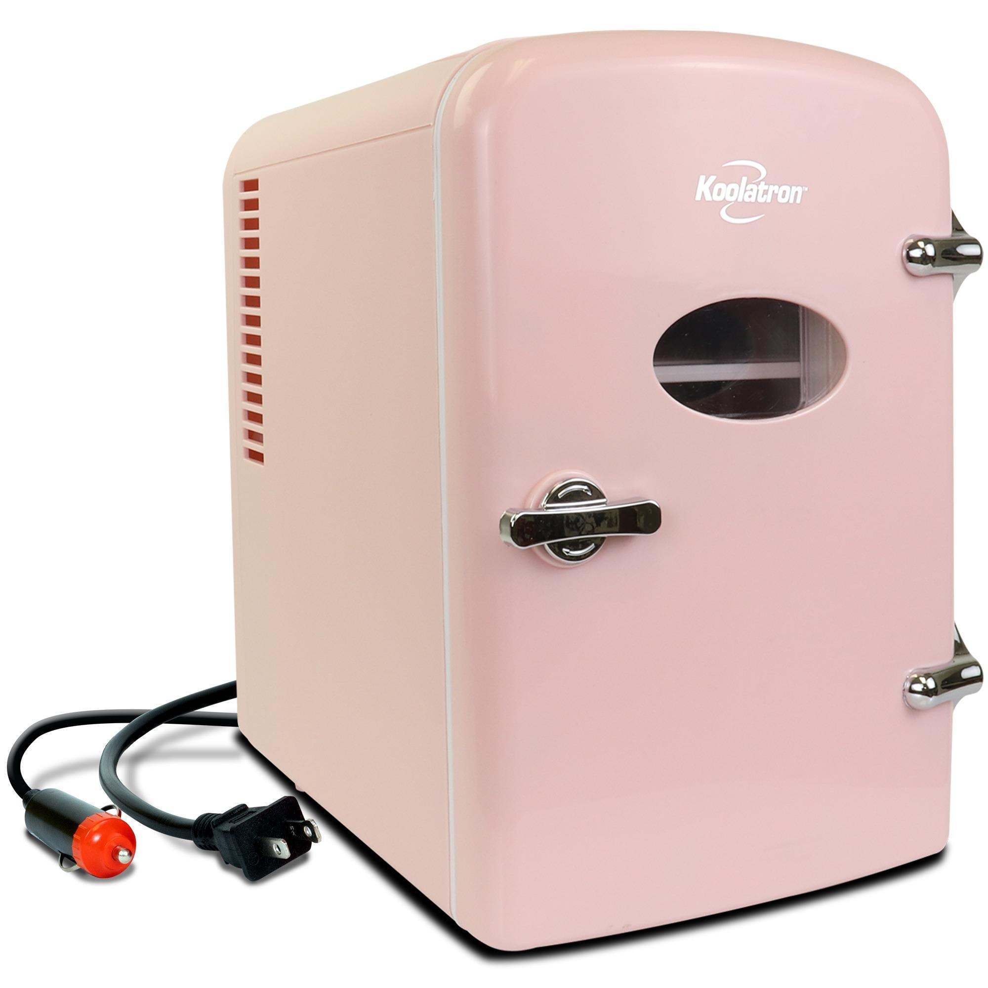 Enfriador personal portátil retro de 4 litros de Koolatron para 6 latas en color rosa