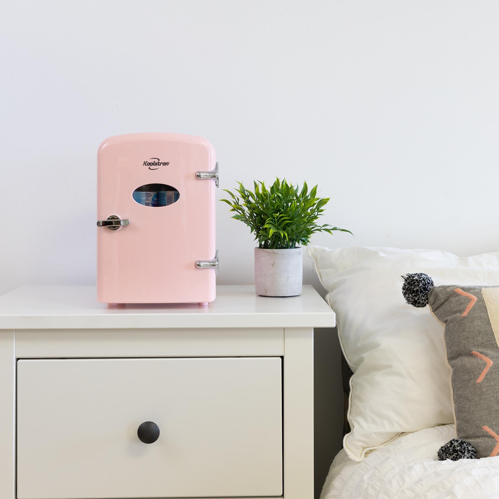 Enfriador personal portátil retro de 4 litros de Koolatron para 6 latas en color rosa