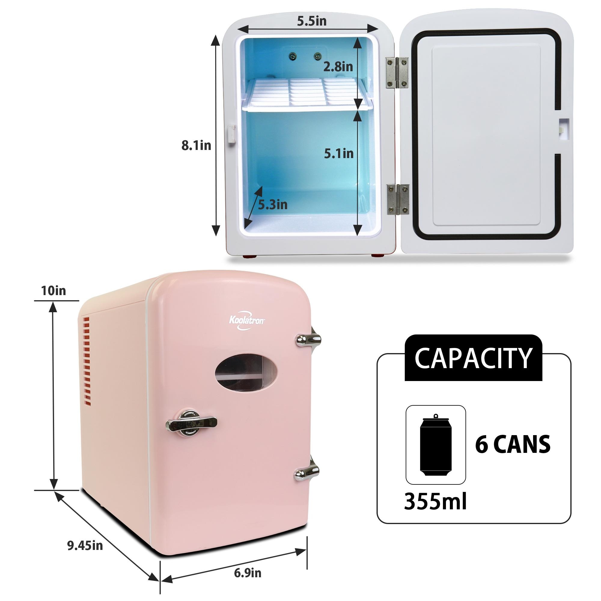 Enfriador personal portátil retro de 4 litros de Koolatron para 6 latas en color rosa