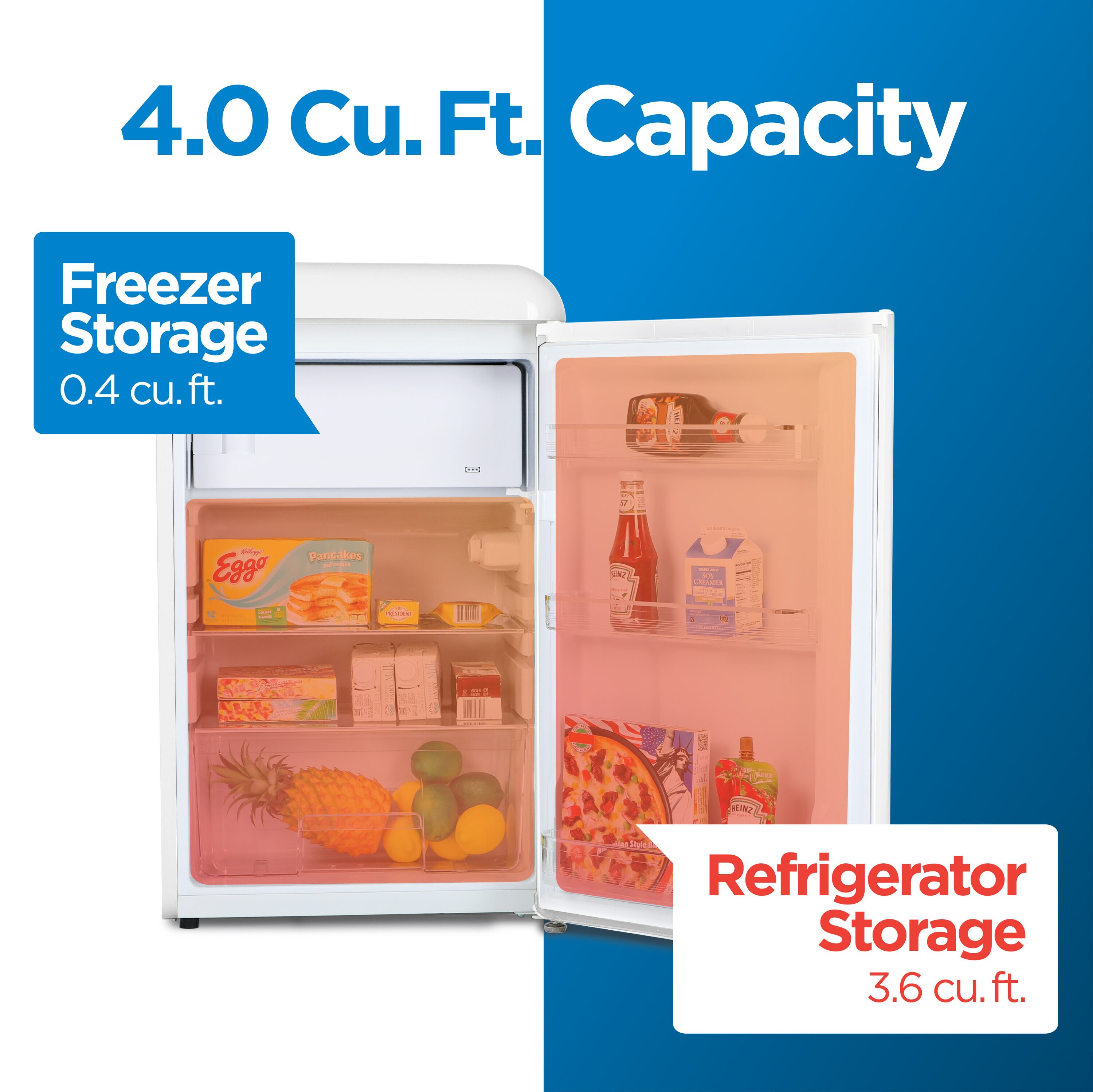 Refrigerador mini de 4.0 pies cúbicos con congelador (Blanco) - Comercial Cool