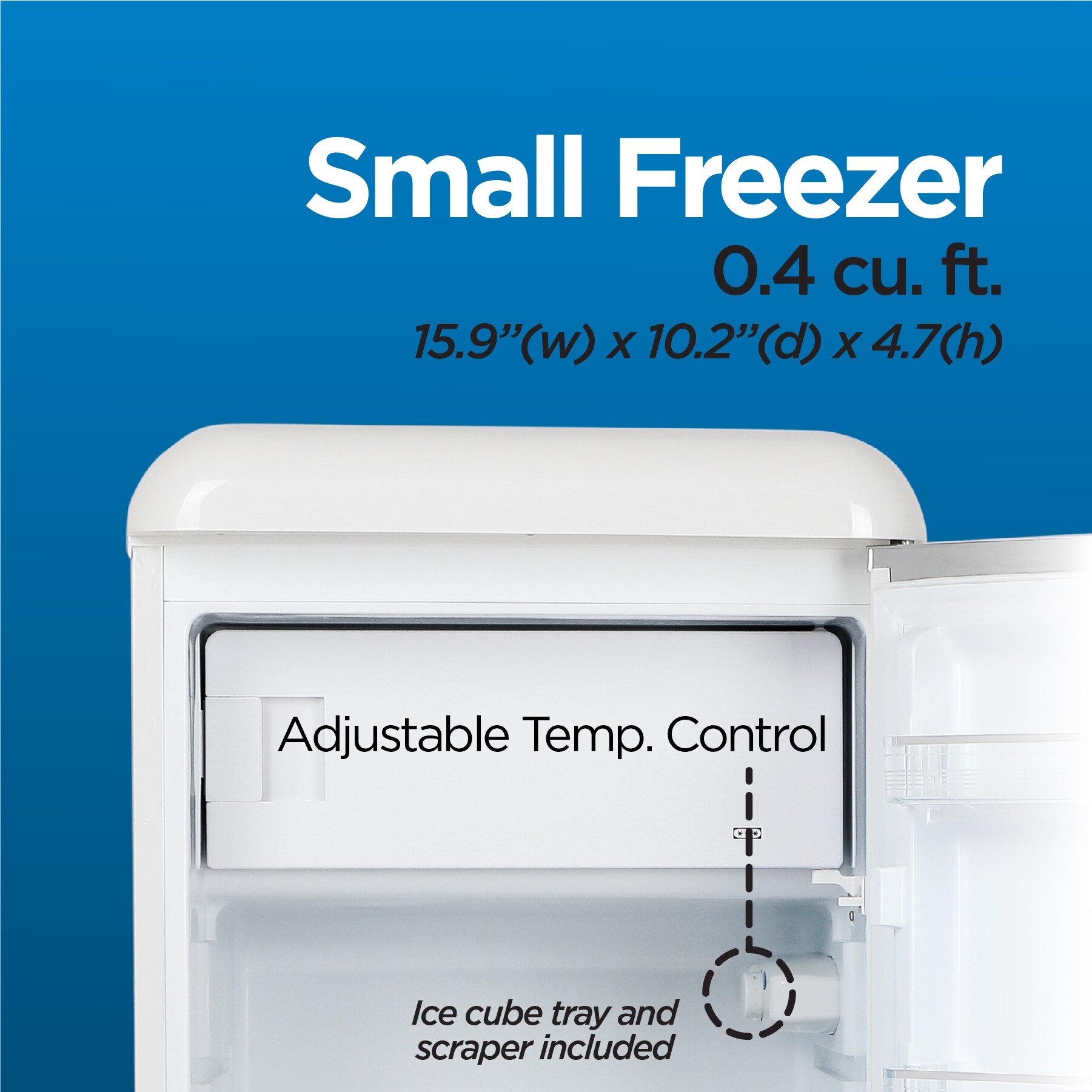 Refrigerador mini de 4.0 pies cúbicos con congelador (Blanco) - Comercial Cool