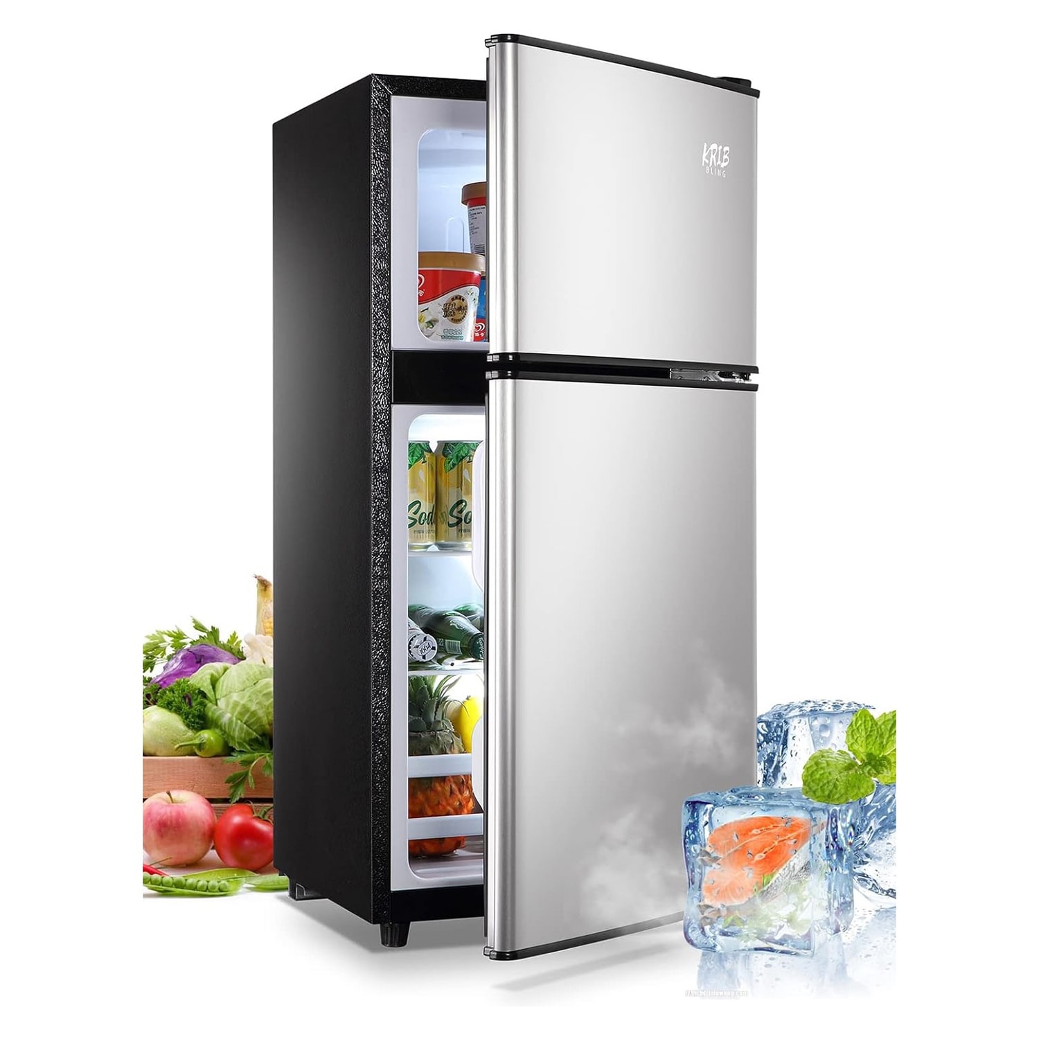 Refrigerador de 3.5 pies cúbicos con congelador (plata) HYCC-24899SL-LC