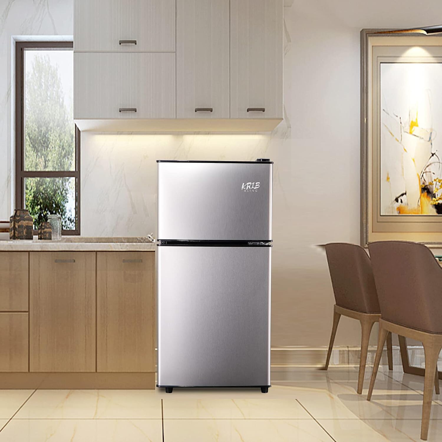 Refrigerador de 3.5 pies cúbicos con congelador (plata) HYCC-24899SL-LC