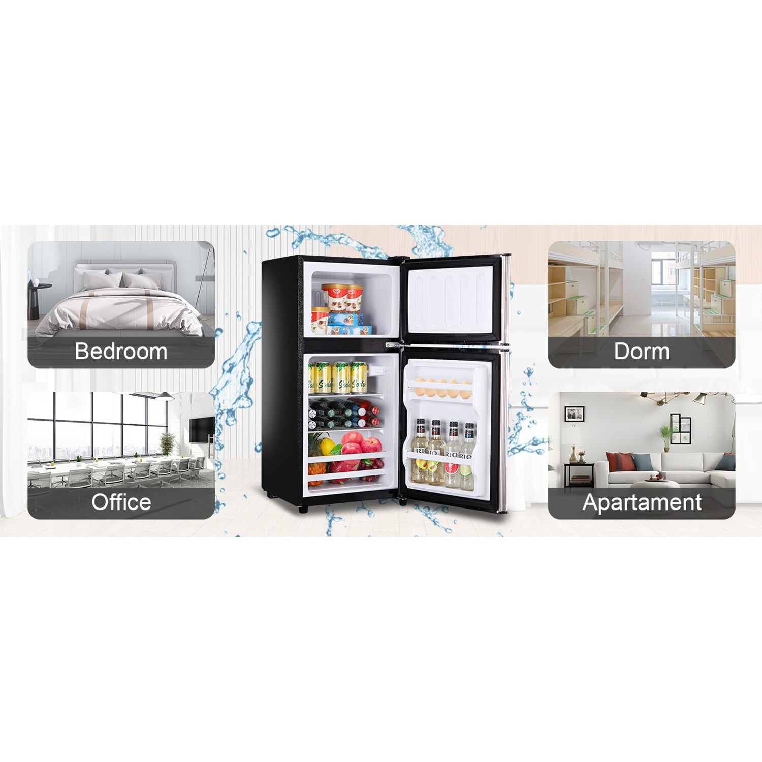 Refrigerador de 3.5 pies cúbicos con congelador (plata) HYCC-24899SL-LC