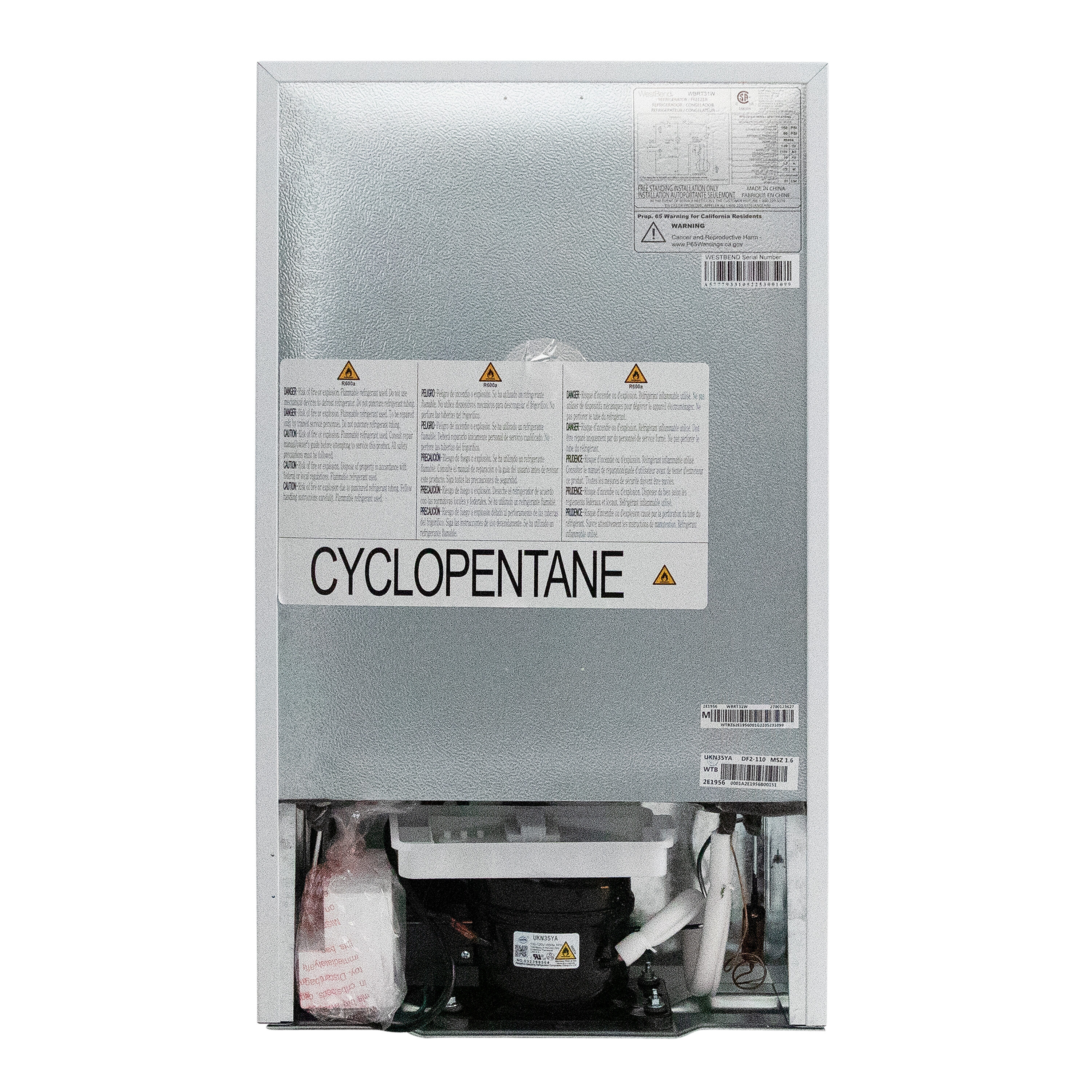 Refrigerador pequeño con congelador de 4.1 pies cúbicos de West Bend (Blanco) ENERGY STAR WBRT31W