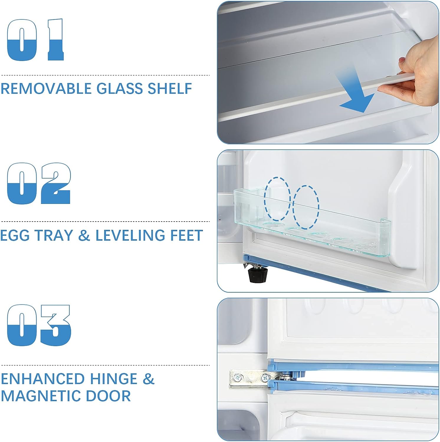 Refrigerador 3.5 pies cúbicos con congelador (Azul) listo para el garaje HBCOLR-07