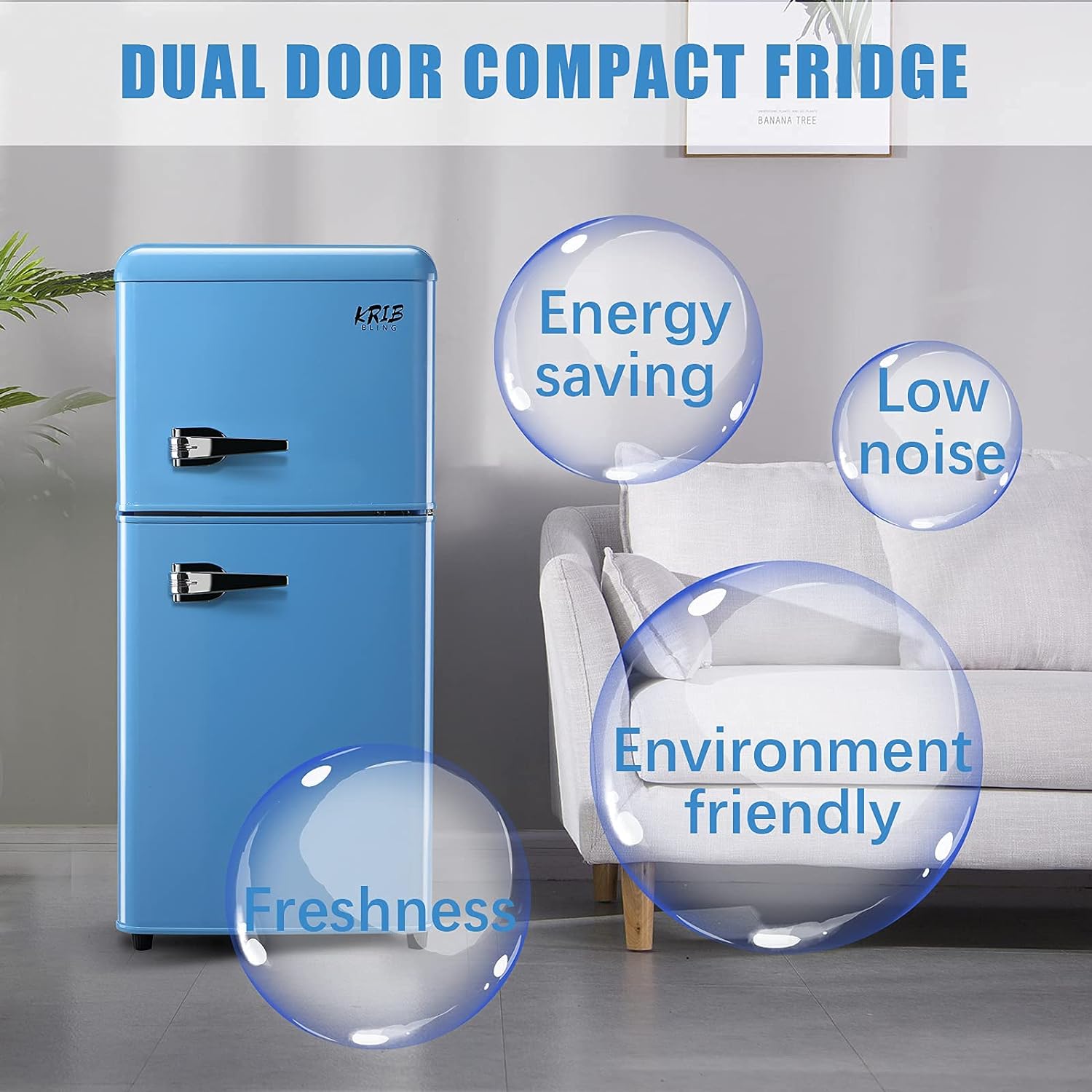 Refrigerador 3.5 pies cúbicos con congelador (Azul) listo para el garaje HBCOLR-07