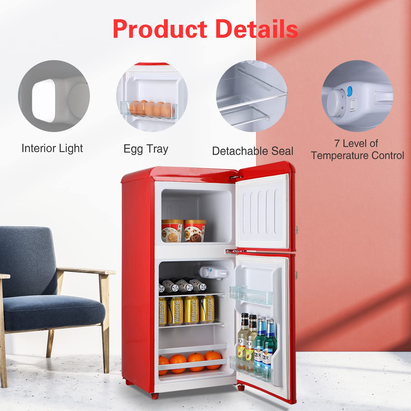 Congelador de 3.5 pies cúbicos con Freezer (Rojo) Listo para Garage HBICEMK-08