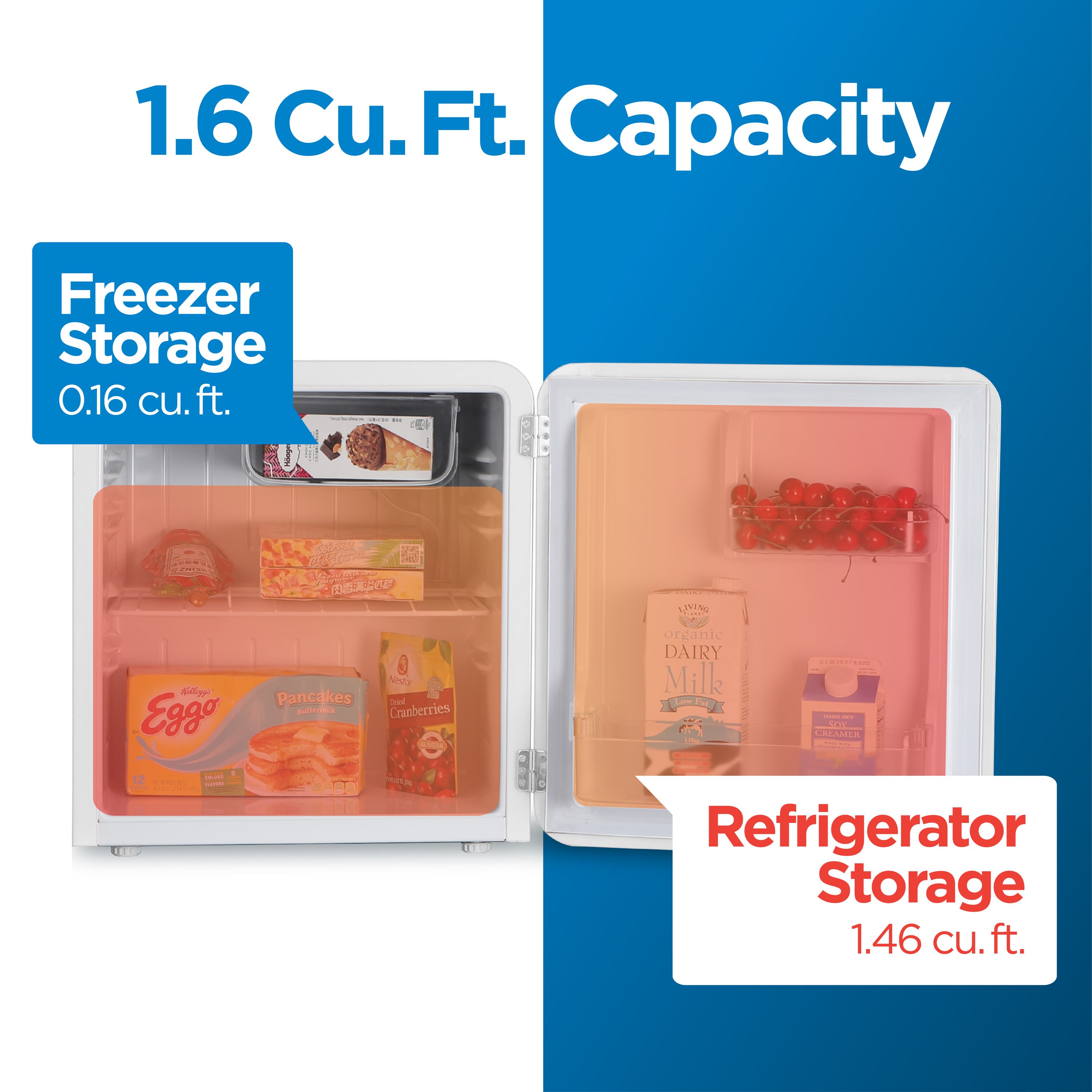 Refrigerador Pequeño Commercial Cool de 1.6 pies cúbicos con congelador (Blanco)