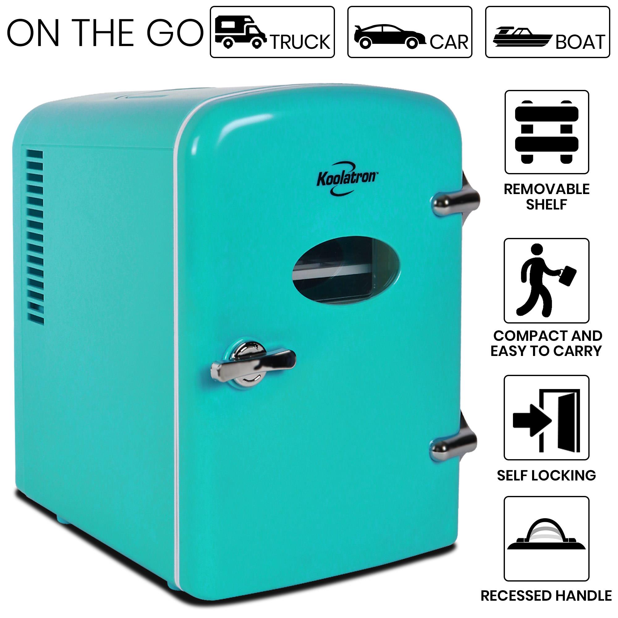 Refrigerador portátil retro de 4 litros para 6 latas personales 0.14 pies cúbicos (verde) KRT04-G