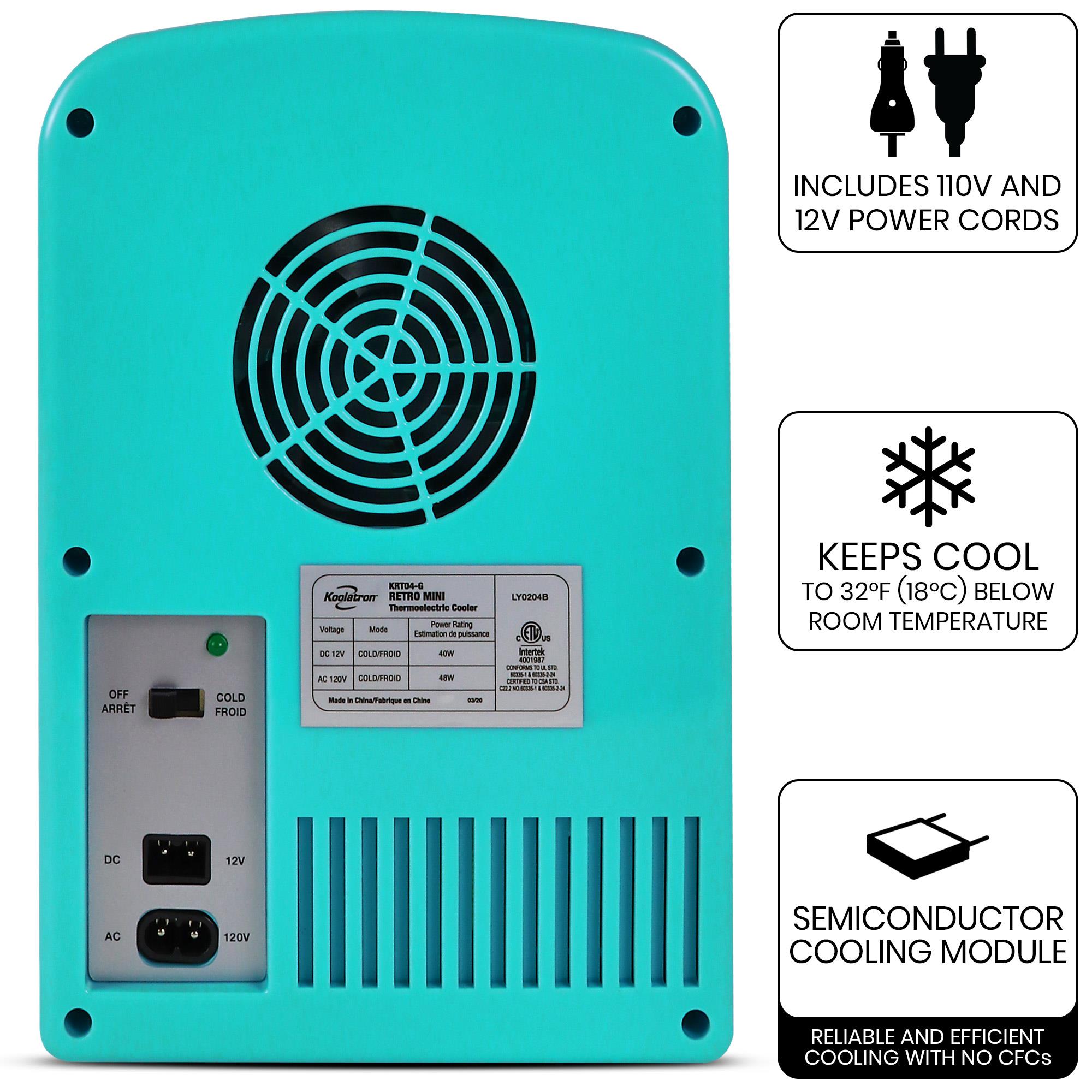 Refrigerador portátil retro de 4 litros para 6 latas personales 0.14 pies cúbicos (verde) KRT04-G