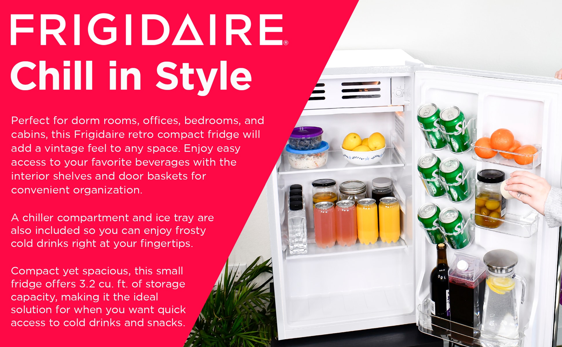 Refrigerador Compacto Frigidaire de 3.2 pies cúbicos con Congelador (Blanco) EFR331-BLANCO