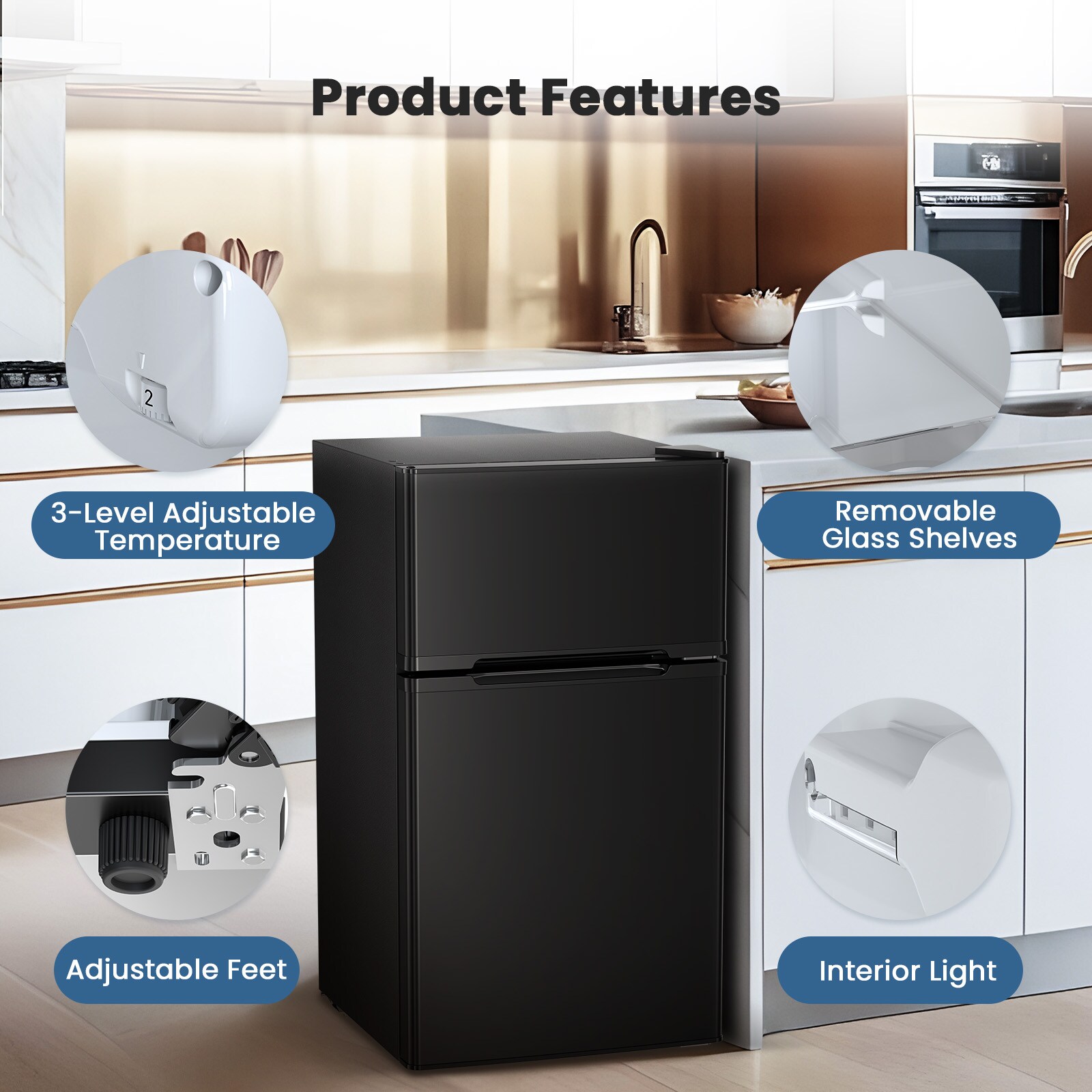 Refrigerador Mini con Congelador de 3.1 pies cúbicos (Negro)