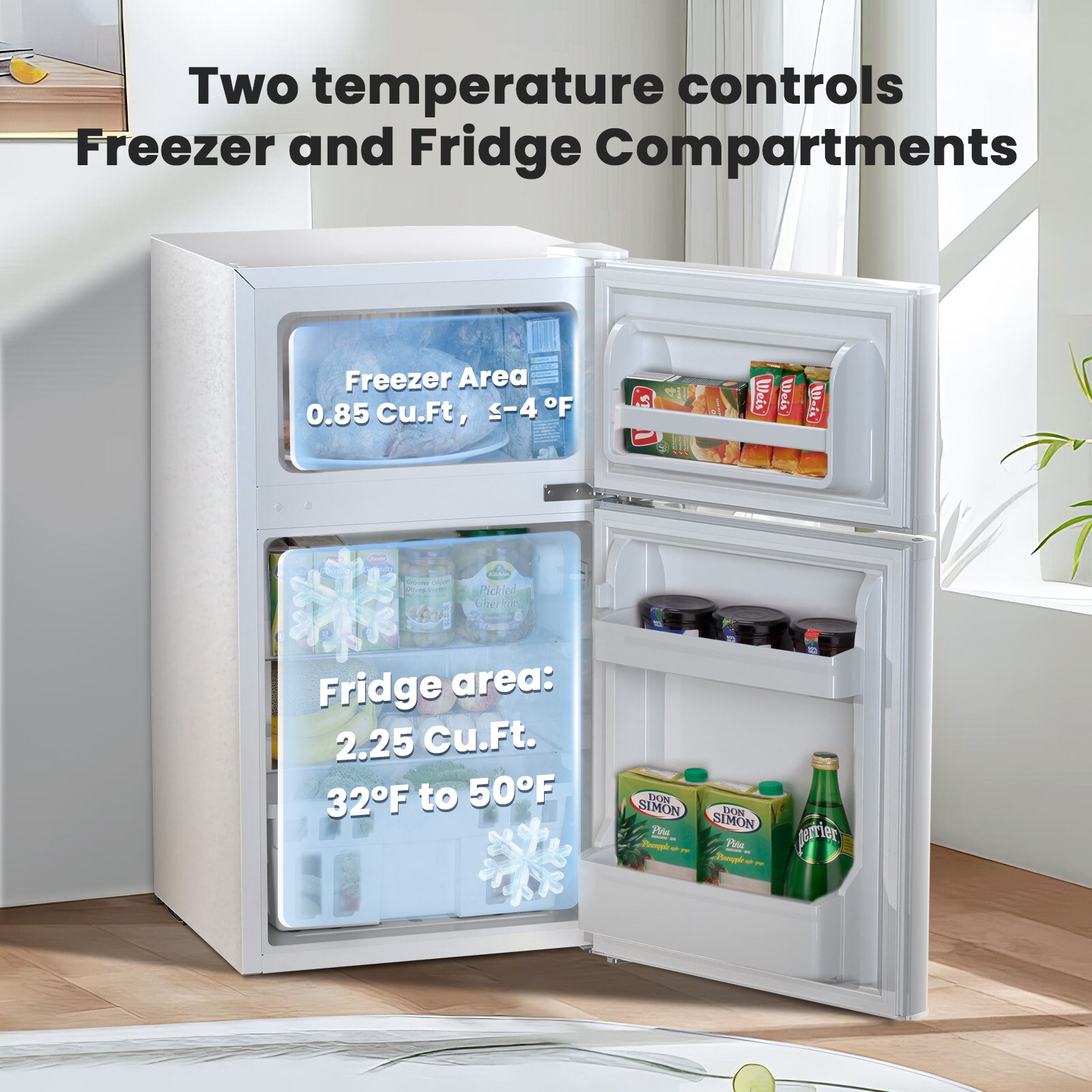 Refrigerador Mini de 3.1 pies cúbicos con congelador (Blanco)
