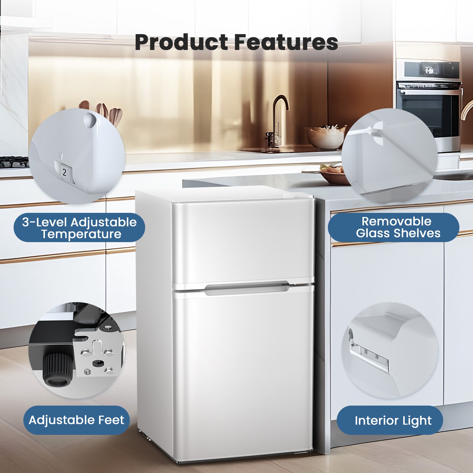 Refrigerador Mini de 3.1 pies cúbicos con congelador (Blanco)