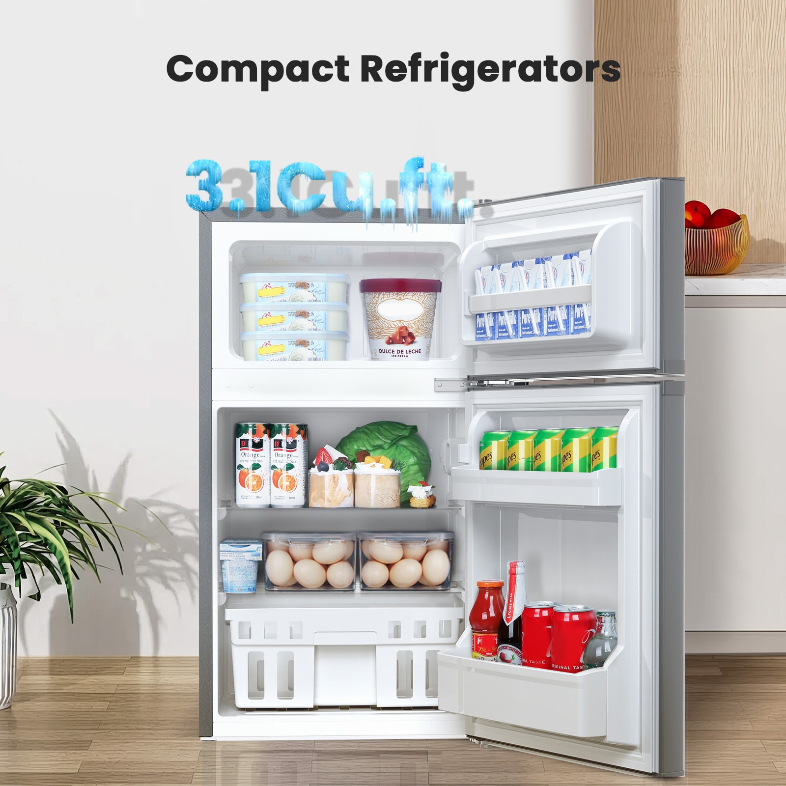 Refrigerador Mini con Congelador de 3.1 pies cúbicos (Gris) F5890GY-GRIS