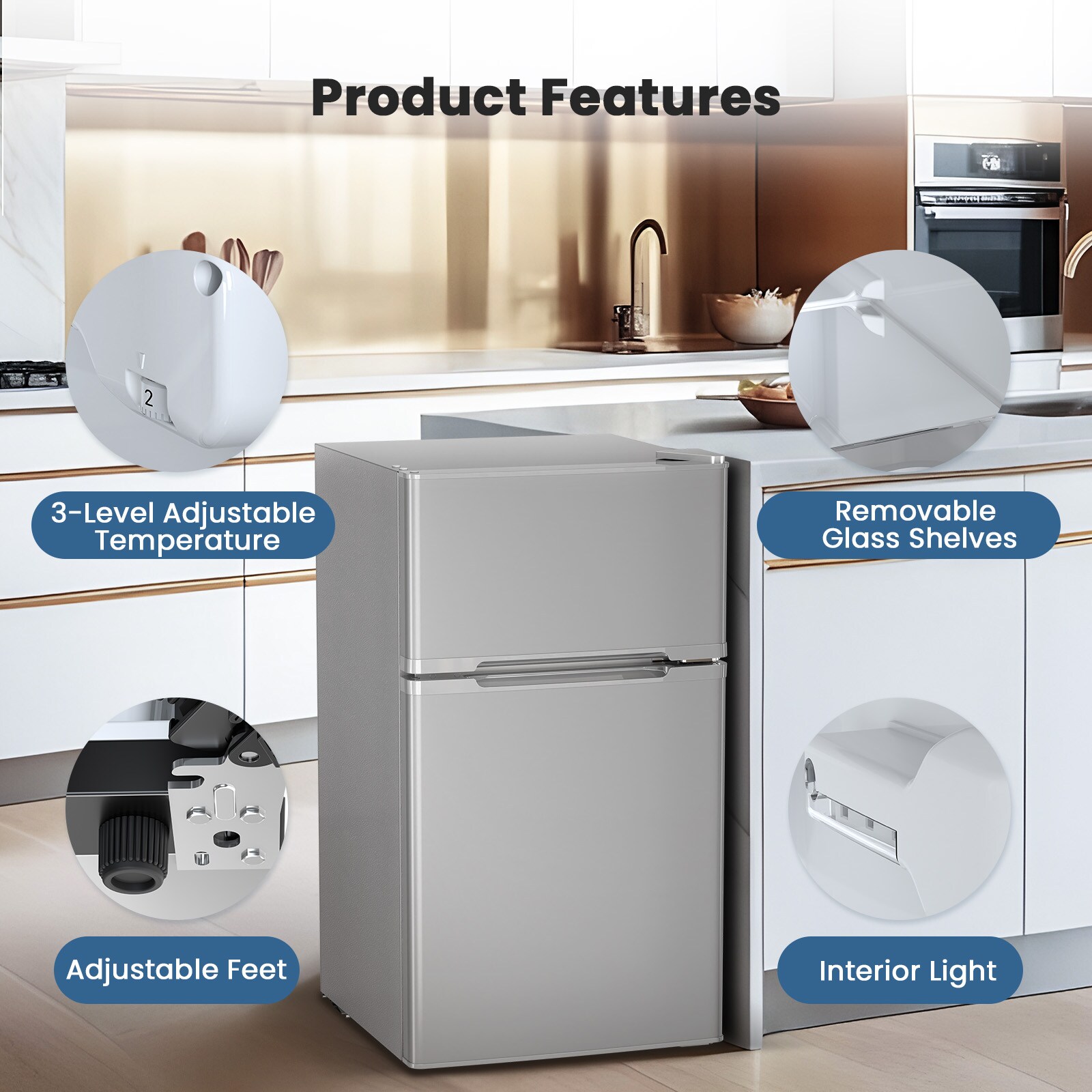 Refrigerador Mini con Congelador de 3.1 pies cúbicos (Gris) F5890GY-GRIS