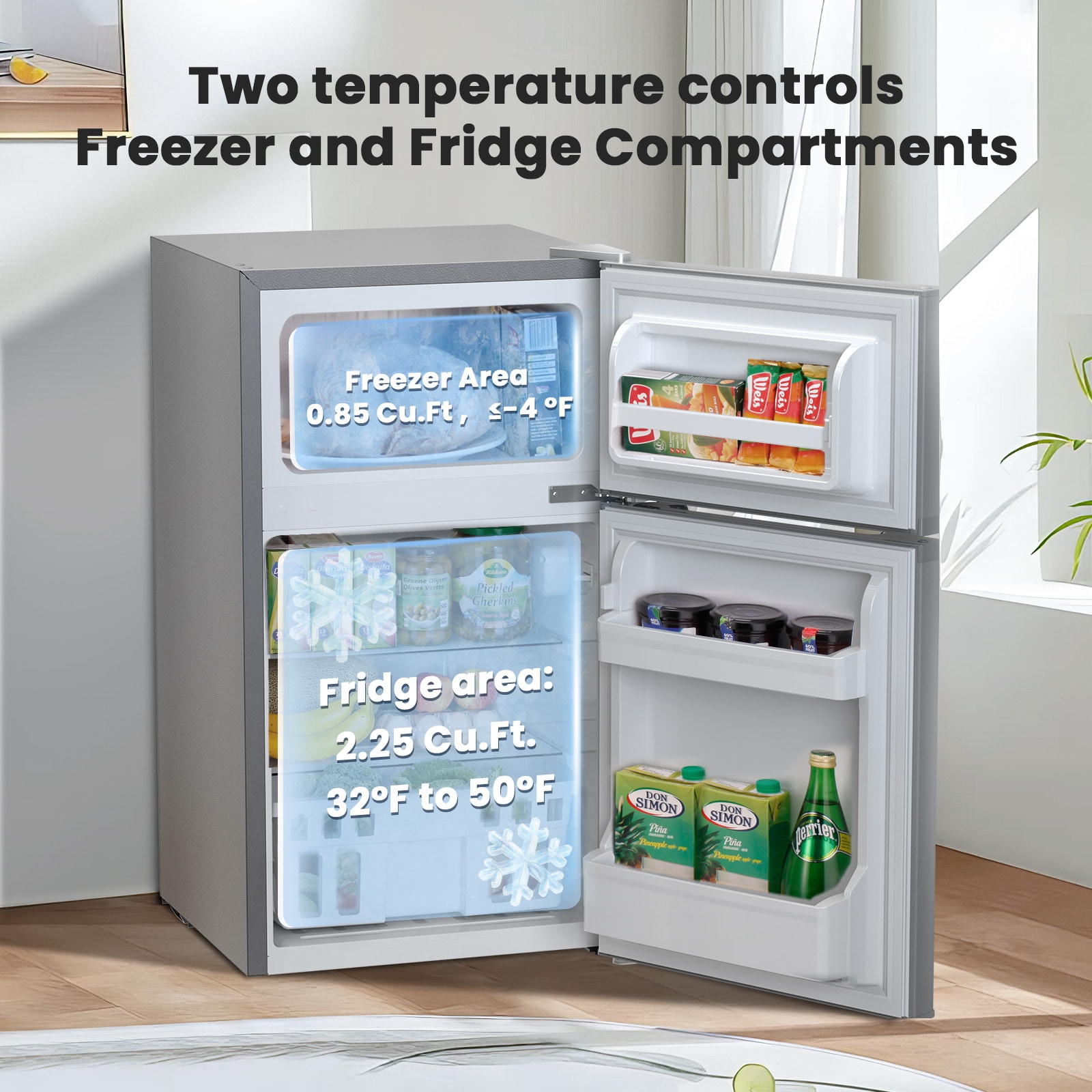 Refrigerador Mini con Congelador de 3.1 pies cúbicos (Gris) F5890GY-GRIS