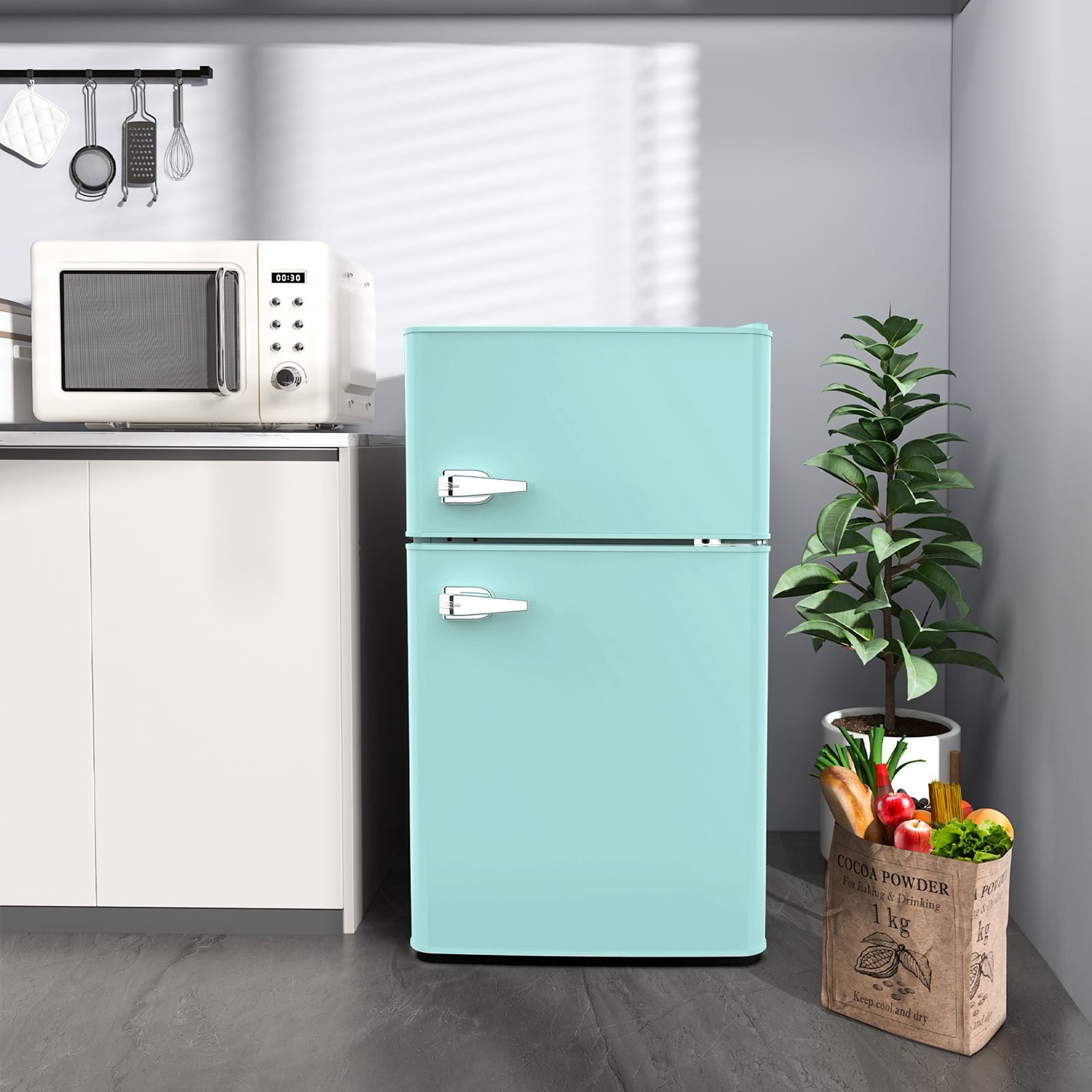 Refrigerador mini de 3.2 pies cúbicos con congelador (Verde)