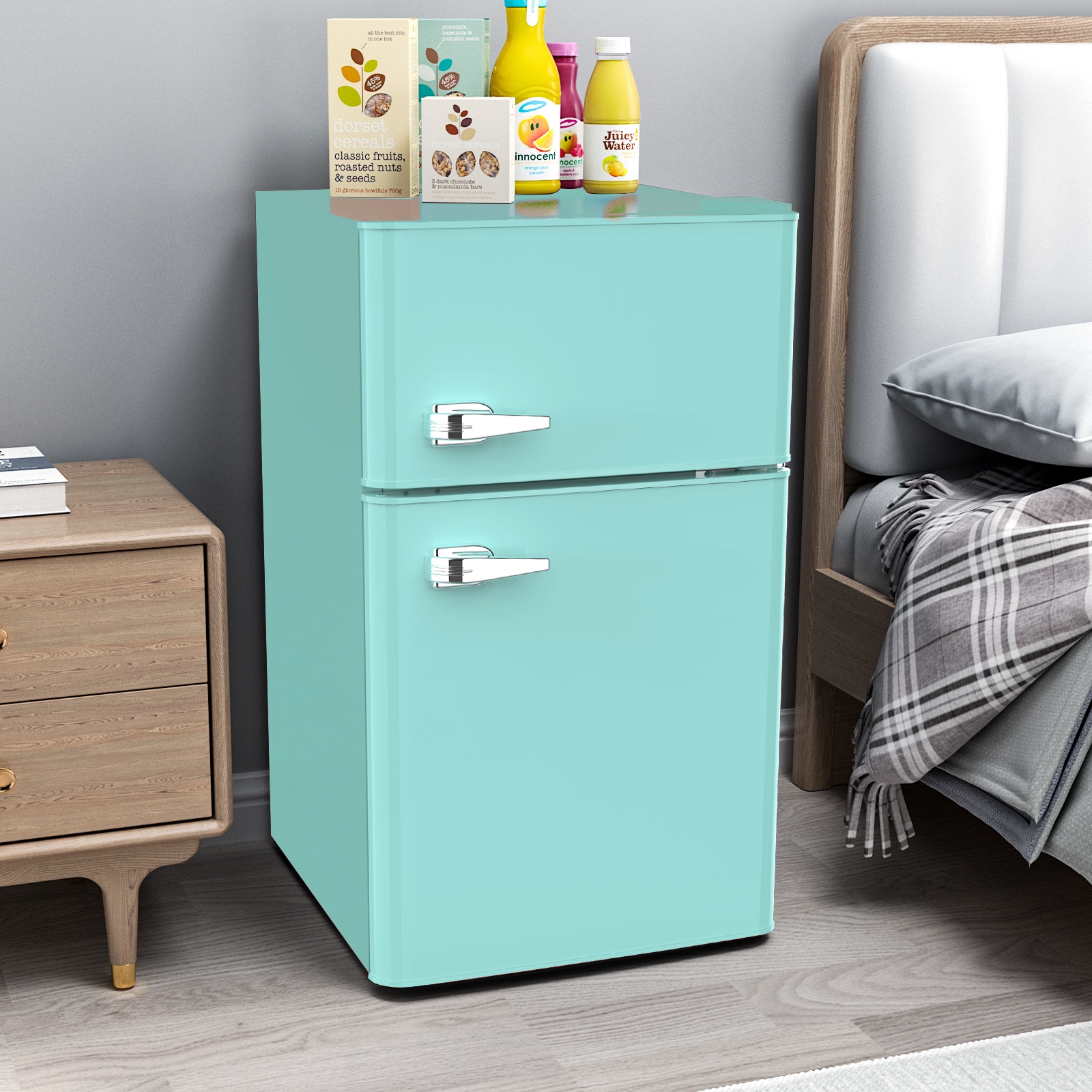 Refrigerador mini de 3.2 pies cúbicos con congelador (Verde)