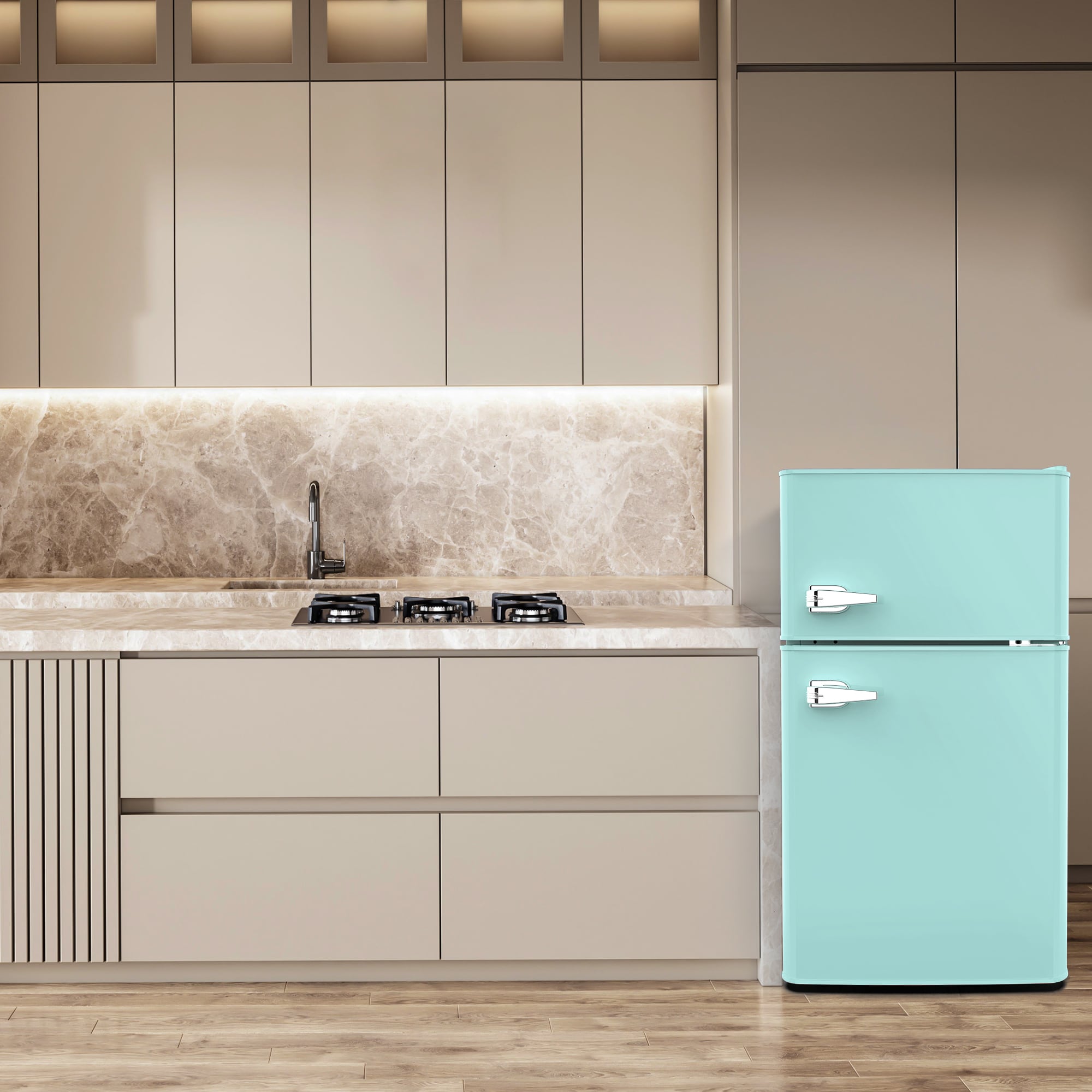 Refrigerador mini de 3.2 pies cúbicos con congelador (Verde)
