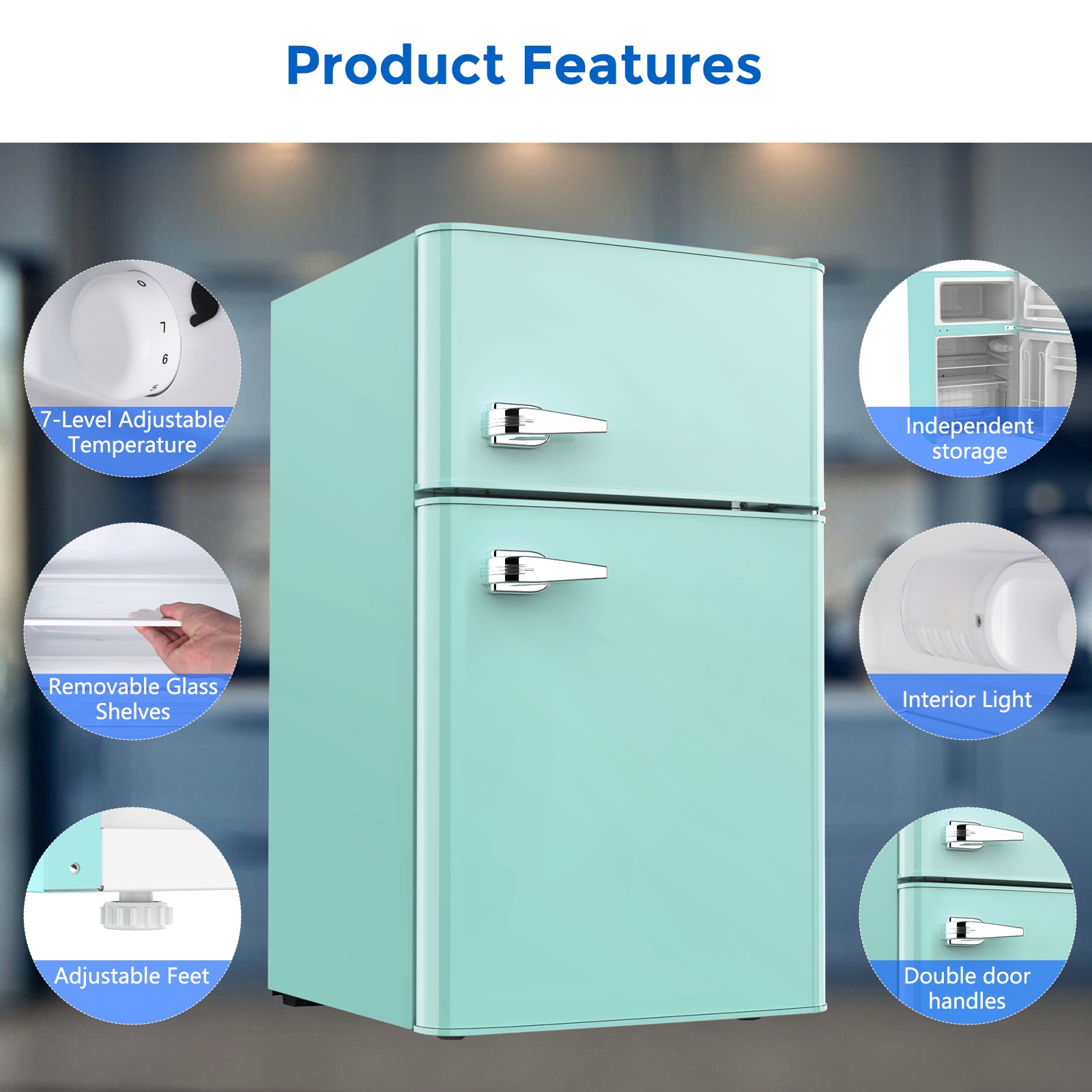 Refrigerador mini de 3.2 pies cúbicos con congelador (Verde)