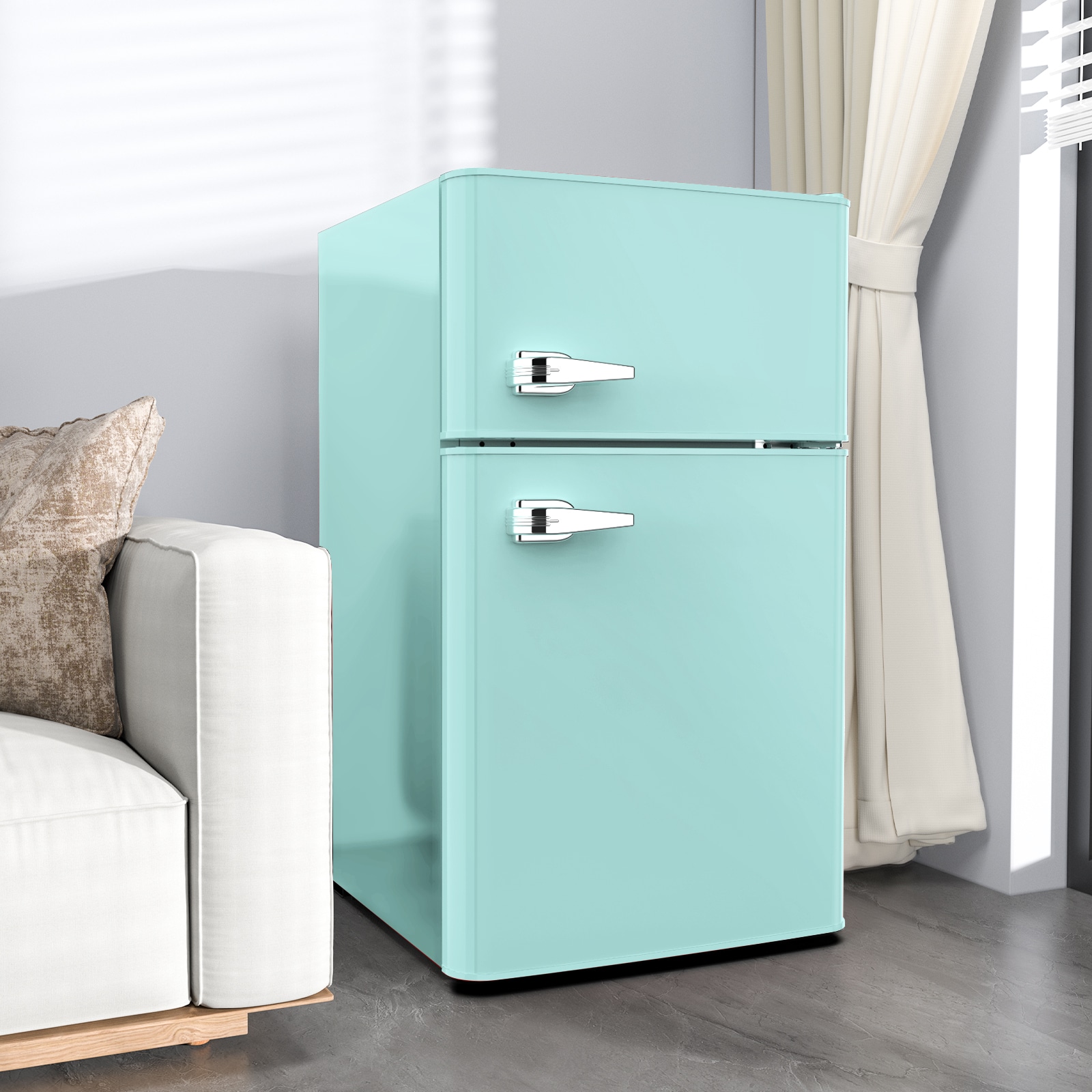 Refrigerador mini de 3.2 pies cúbicos con congelador (Verde)