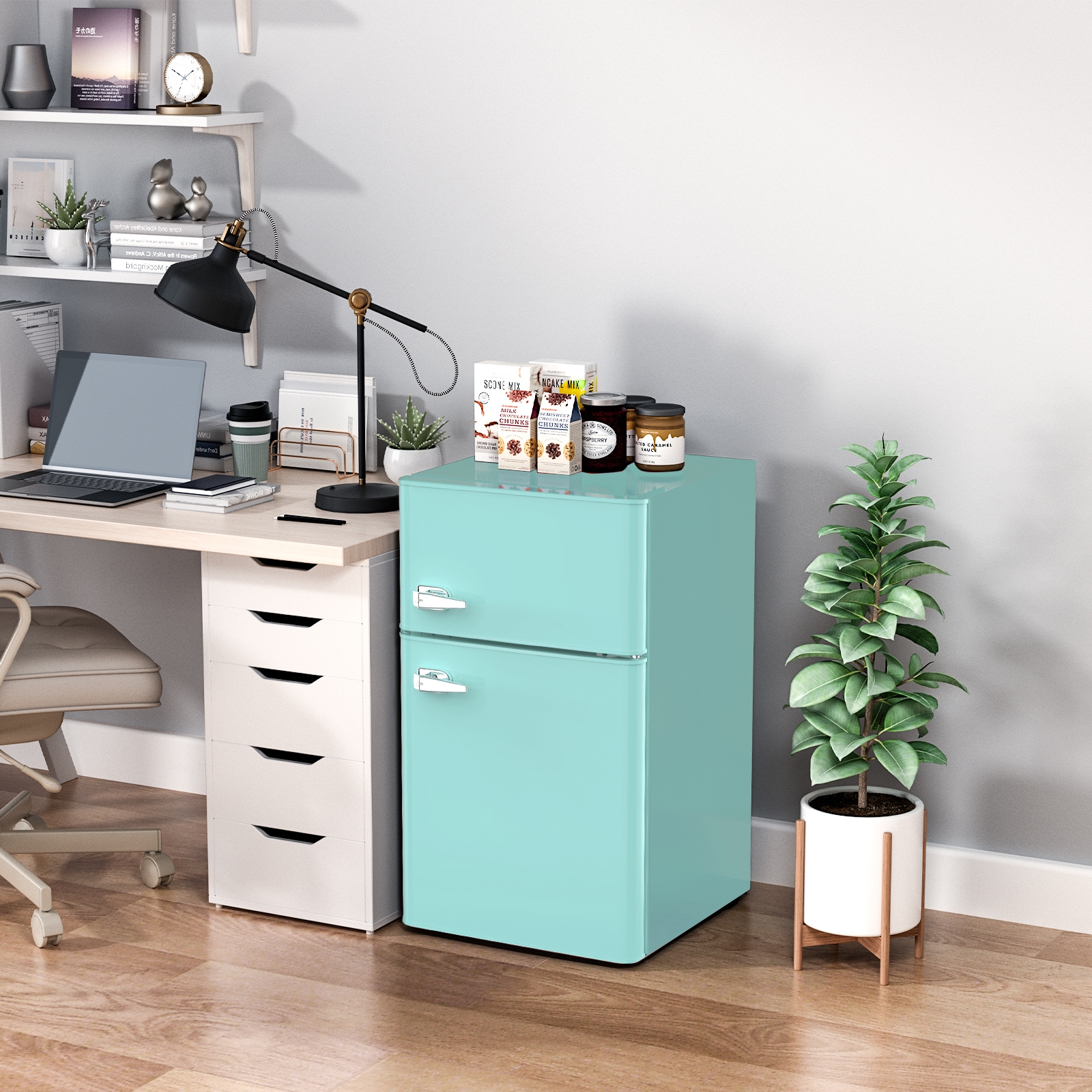 Refrigerador mini de 3.2 pies cúbicos con congelador (Verde)
