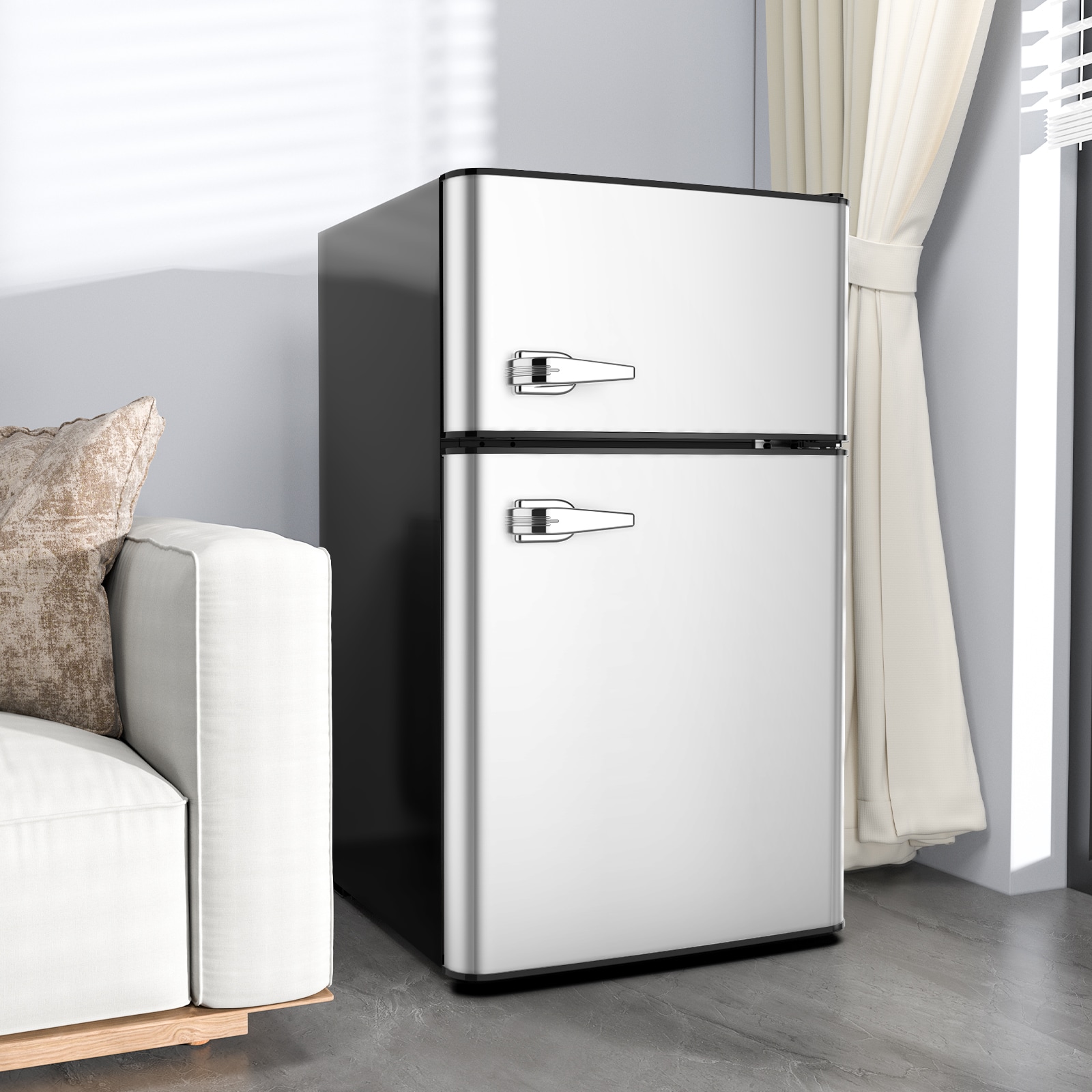 Refrigerador Mini con Congelador de 3.2 pies cúbicos (Gris)