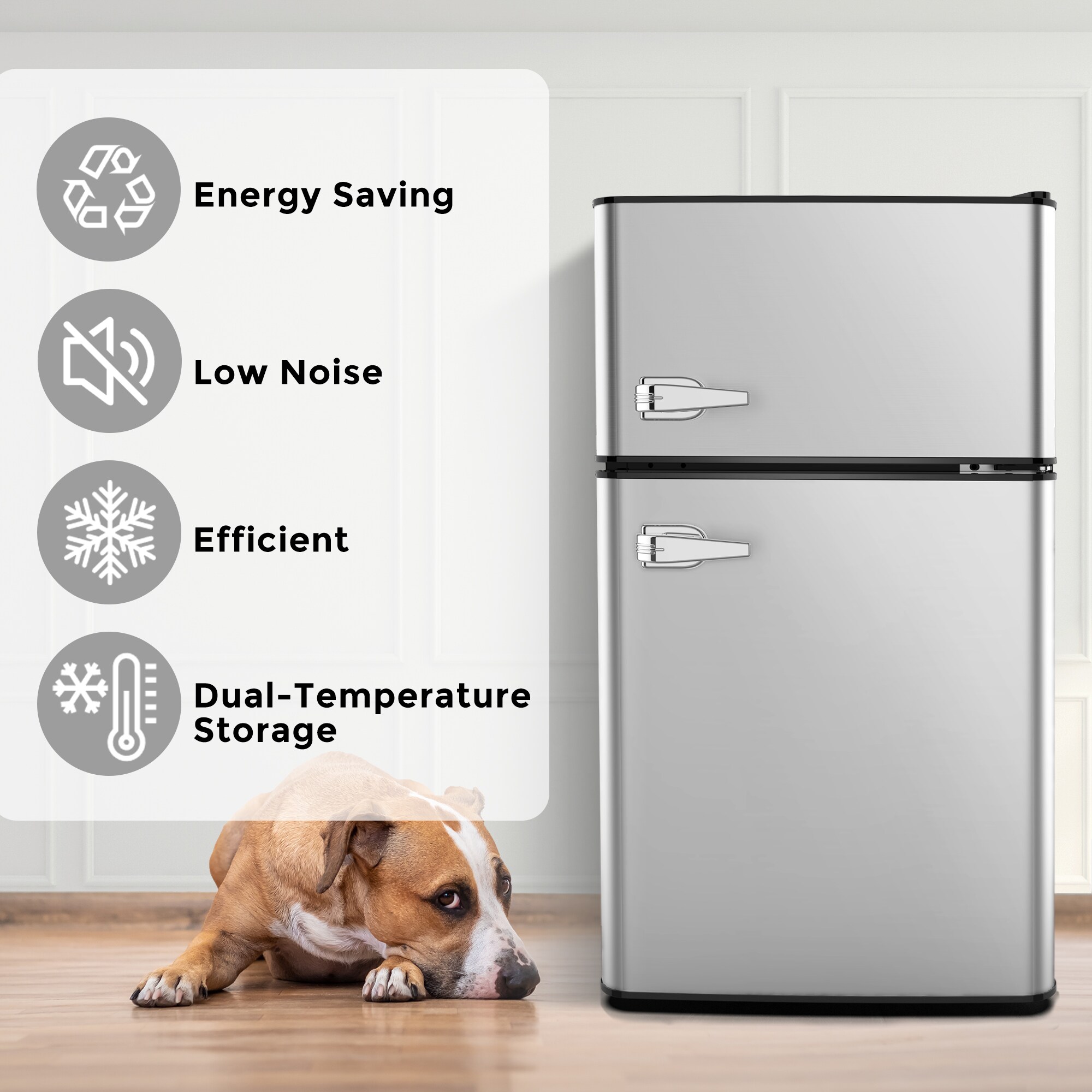 Refrigerador Mini con Congelador de 3.2 pies cúbicos (Gris)