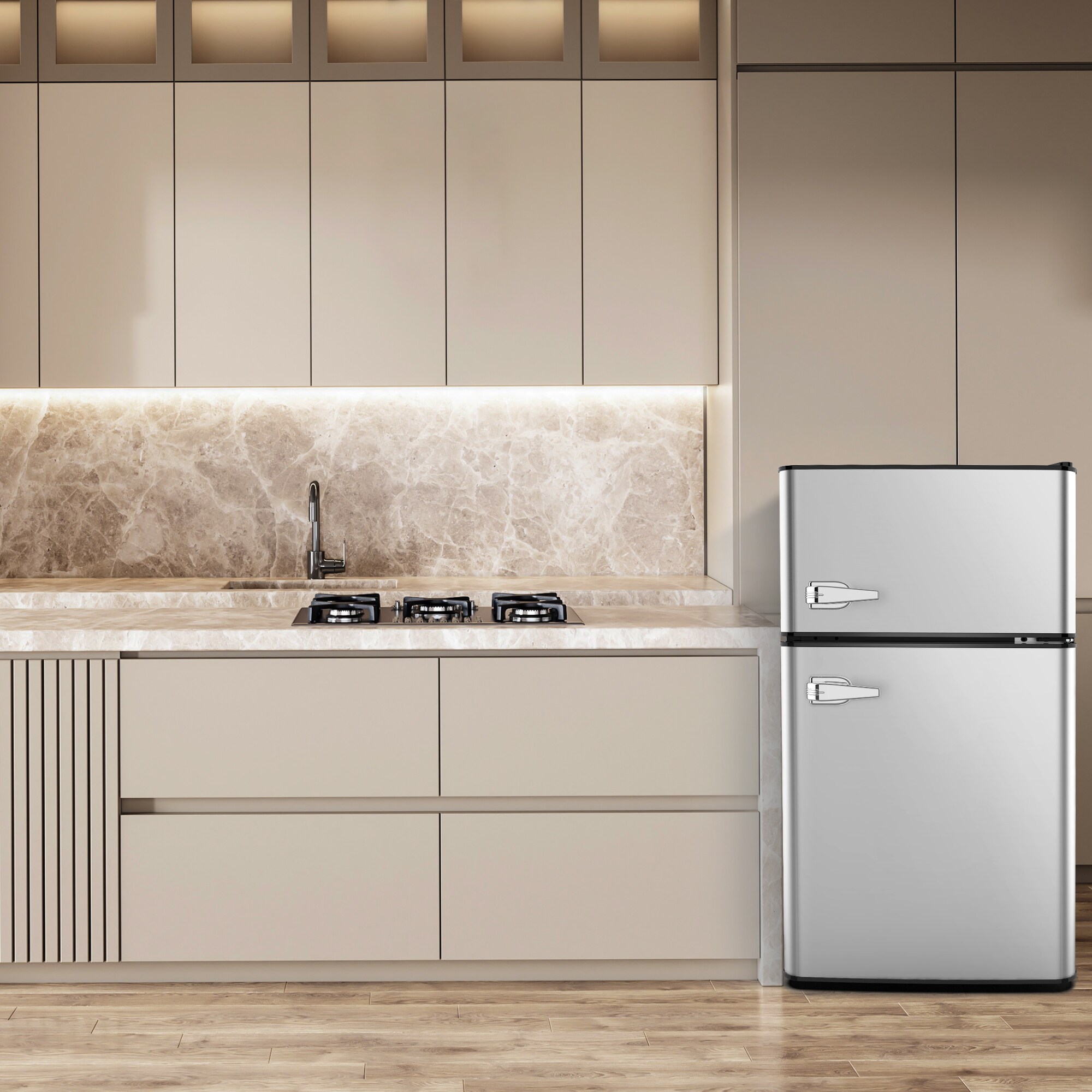 Refrigerador Mini con Congelador de 3.2 pies cúbicos (Gris)