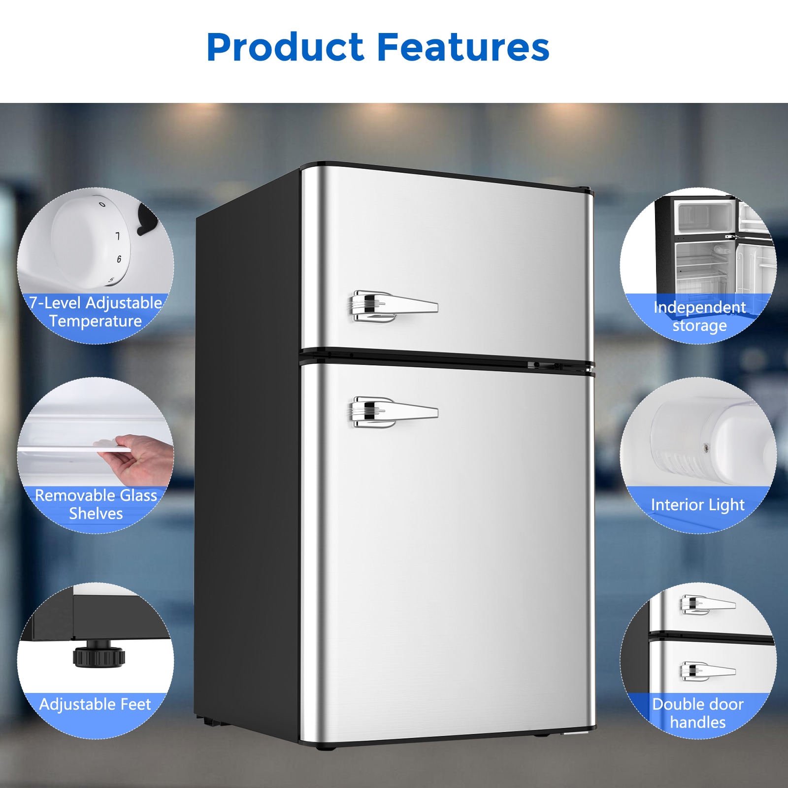 Refrigerador Mini con Congelador de 3.2 pies cúbicos (Gris)